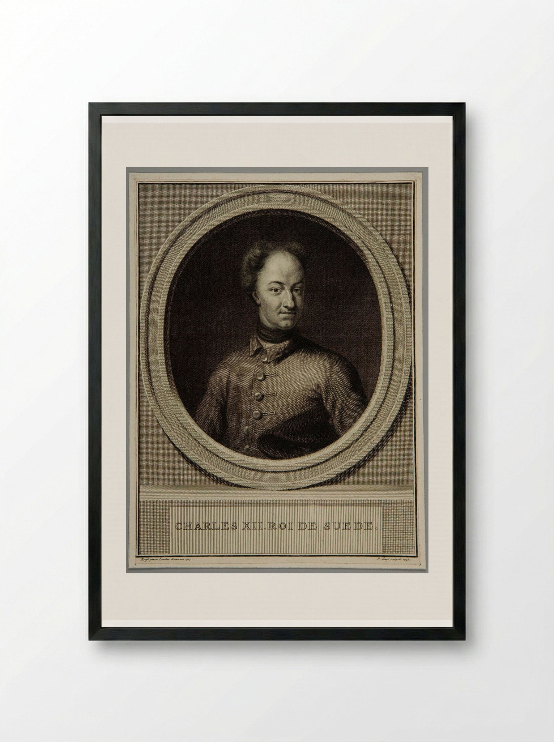Charles XII, King of Sweden - Pieter Tanjé - Framed Print Black