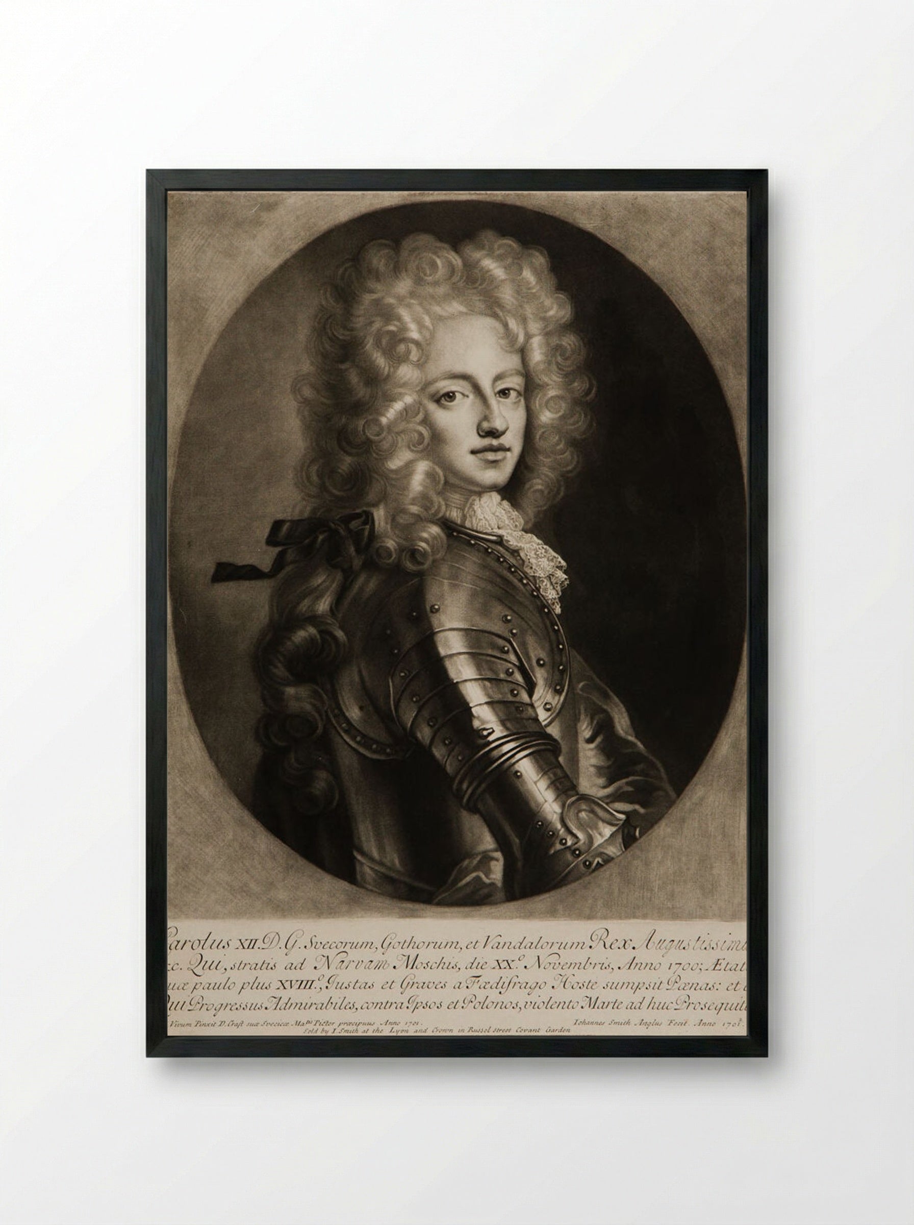 Charles XII of Sweden - John Smith - Framed Print Black