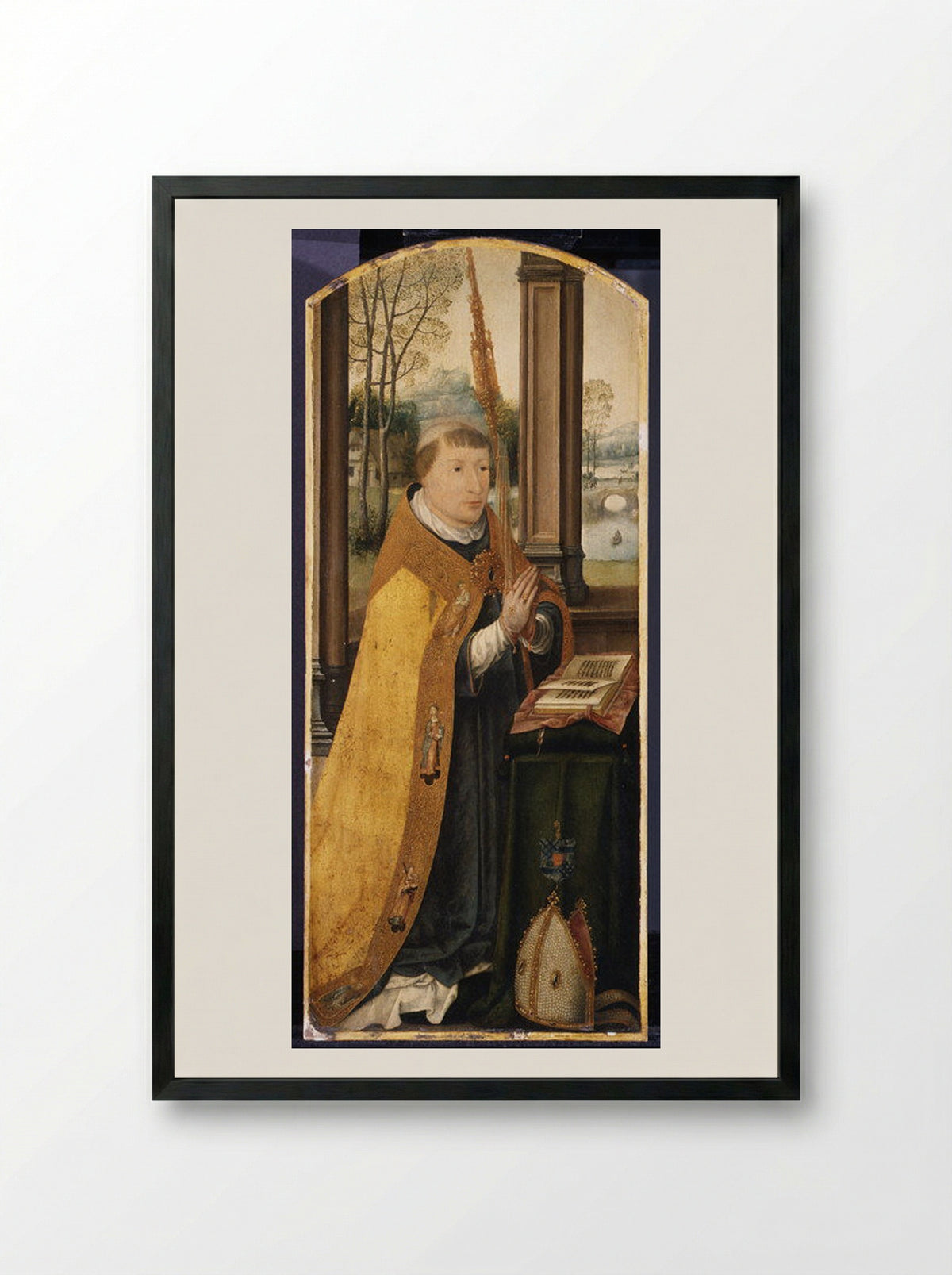 Charles de Saint-Radegonde, Abbot of Anchin - Jean Bellegambe - Framed Print Black