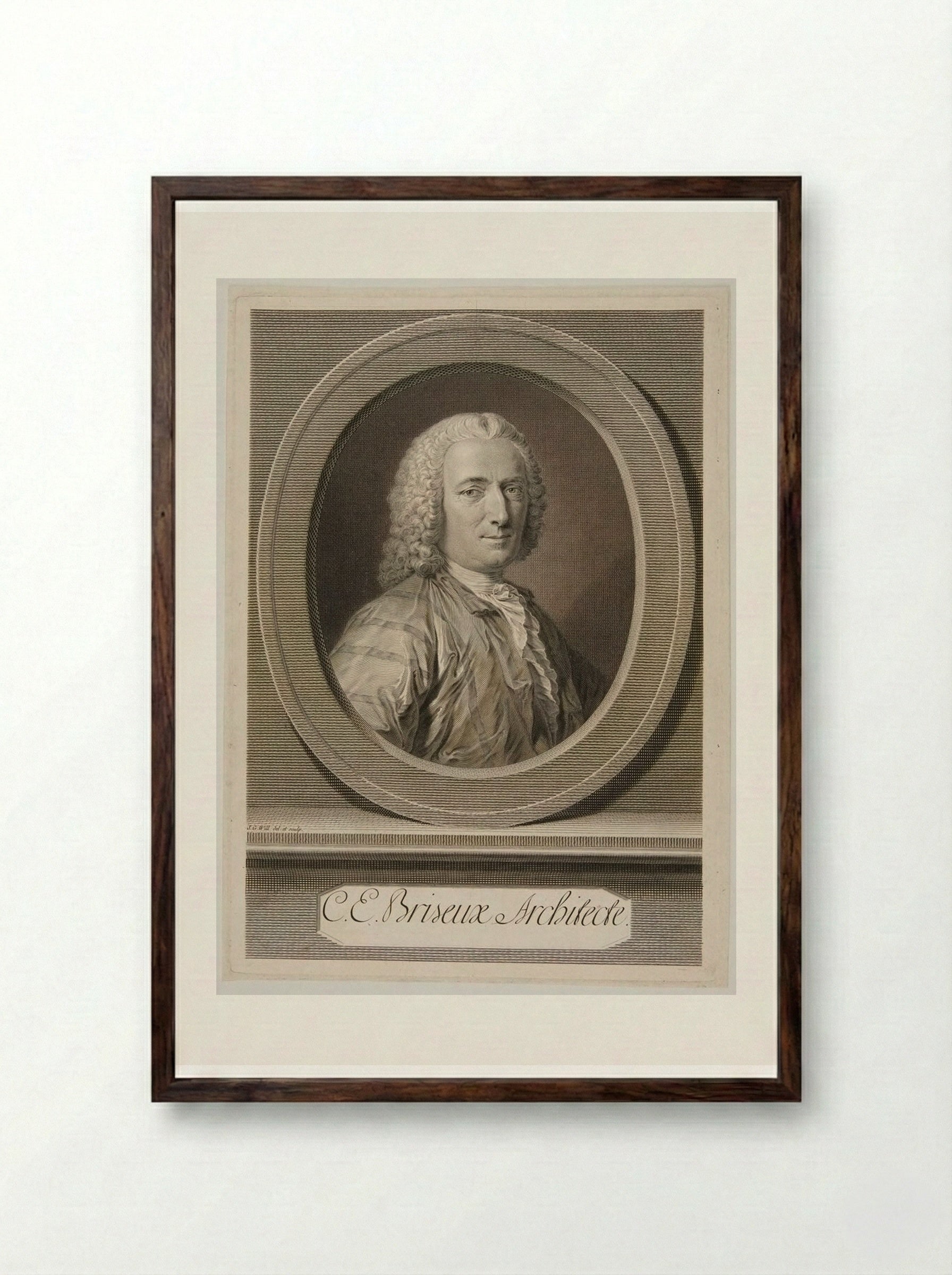 Charles Étienne Briseux - Johann Georg Wille - Framed Print Dark Wood