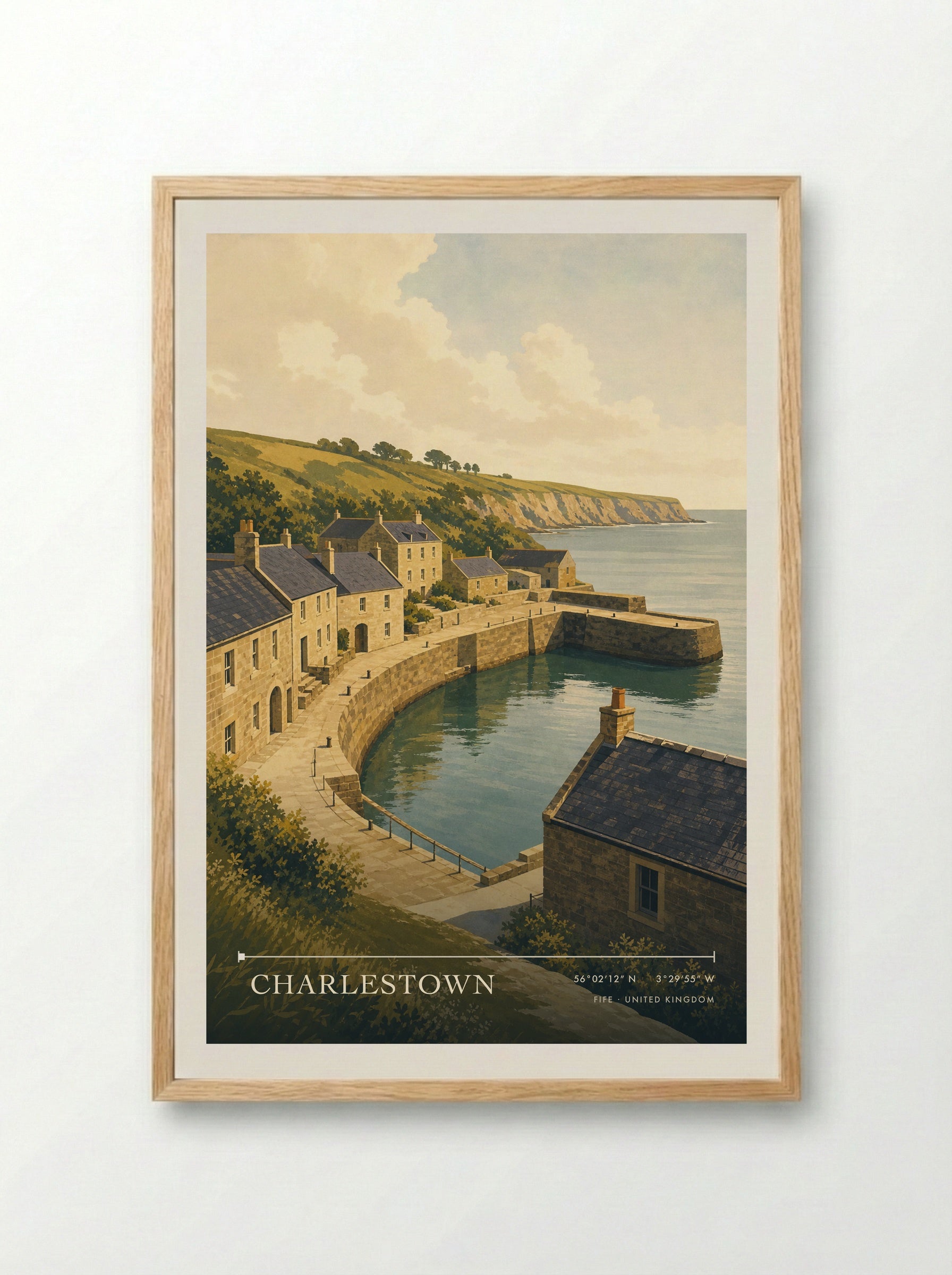 Charlestown Fife United Kingdom Travel Poster - Framed Print Wood