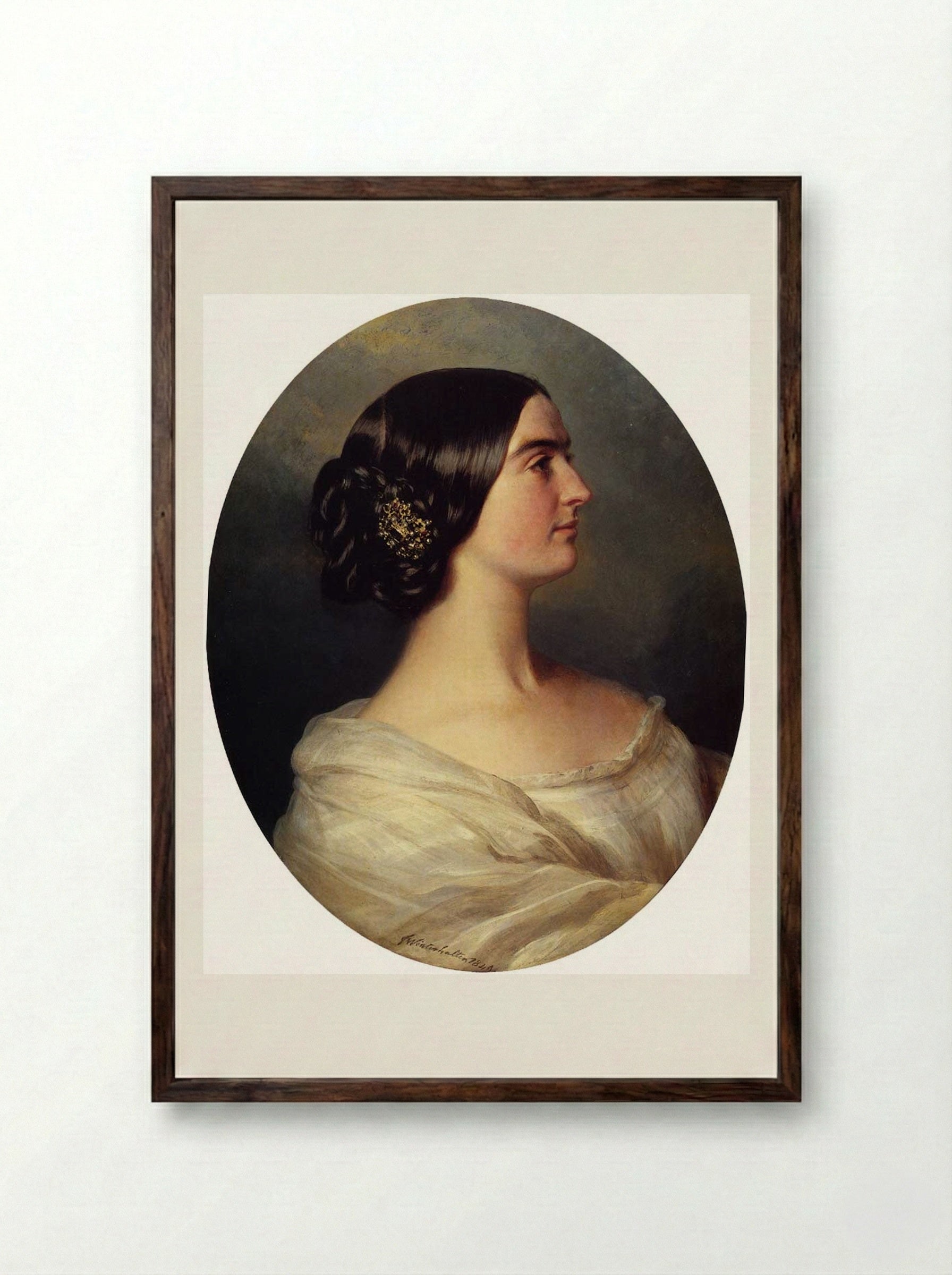 Charlotte Stuart, Viscountess Canning - Franz Xaver Winterhalter - Framed Print Dark Wood