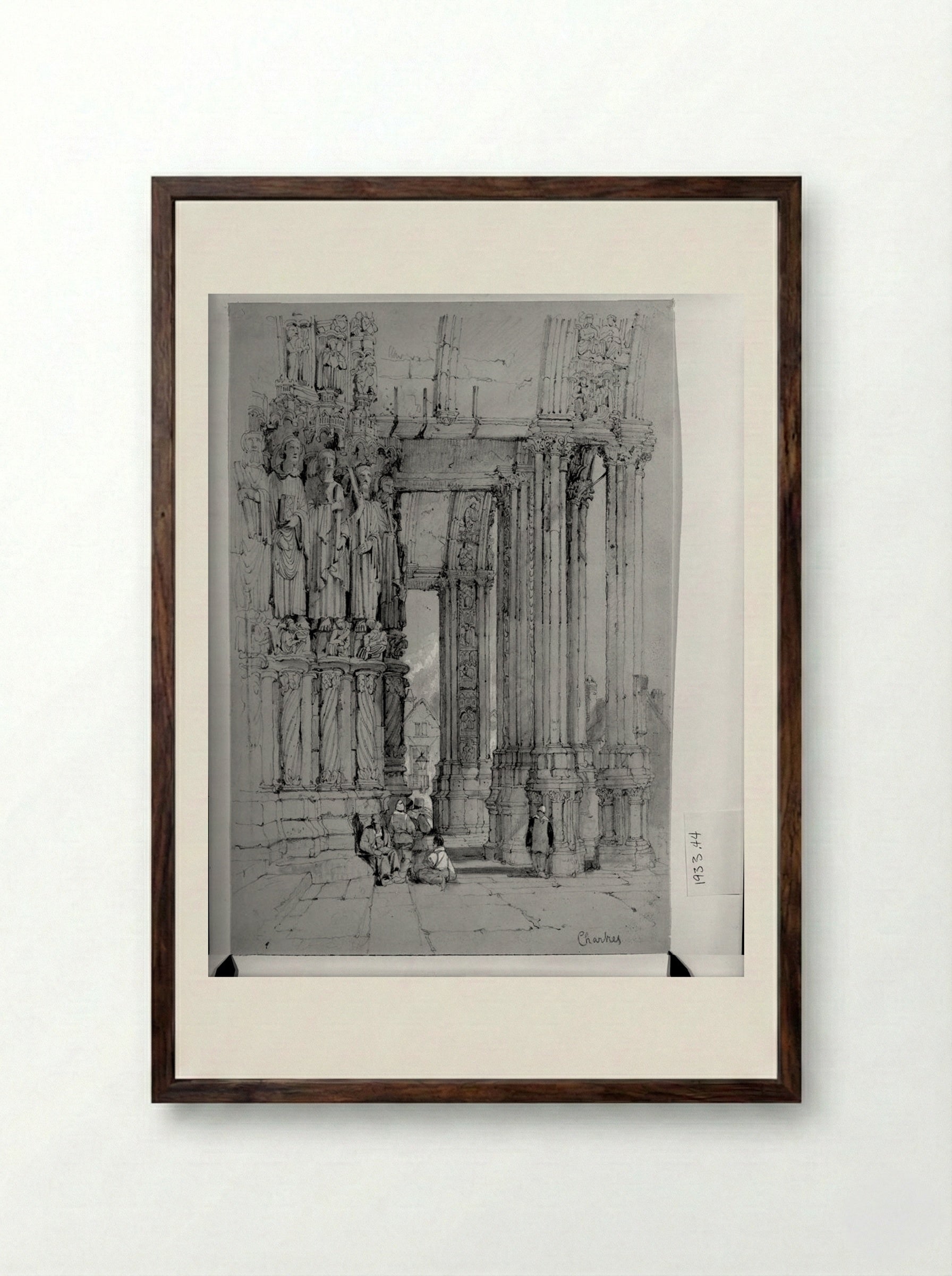 Chartres Cathedral Portal - Samuel Prout - Framed Print Dark Wood