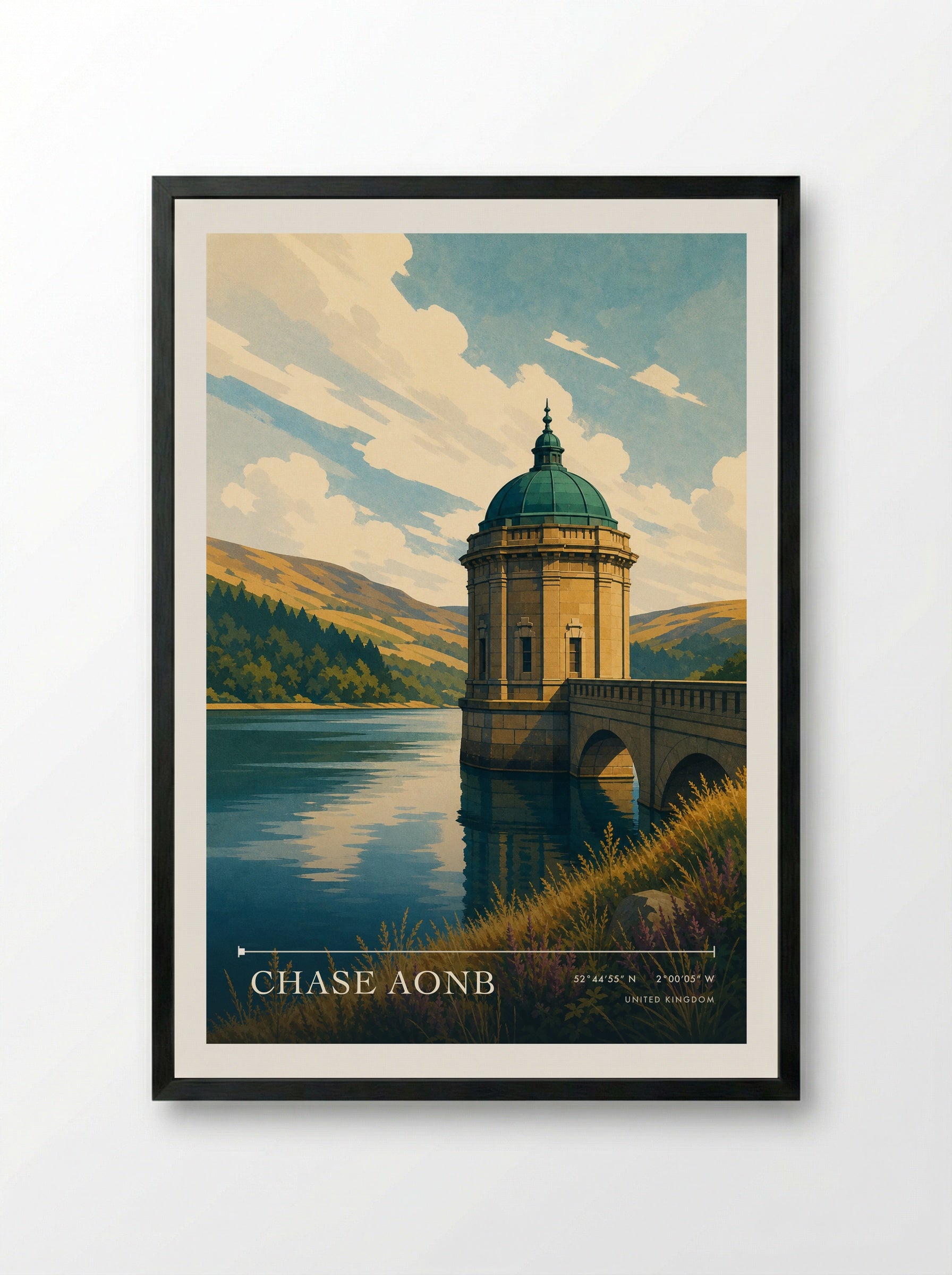Chase AONB United Kingdom Travel Poster - Framed Print Black