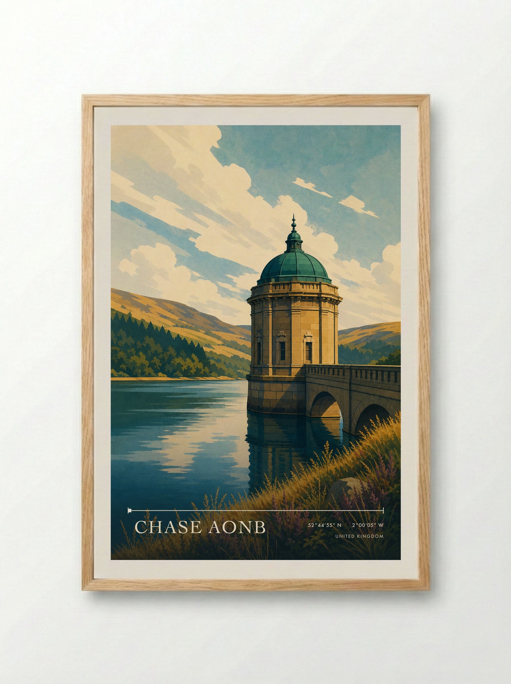 Chase AONB United Kingdom Travel Poster - Framed Print Wood