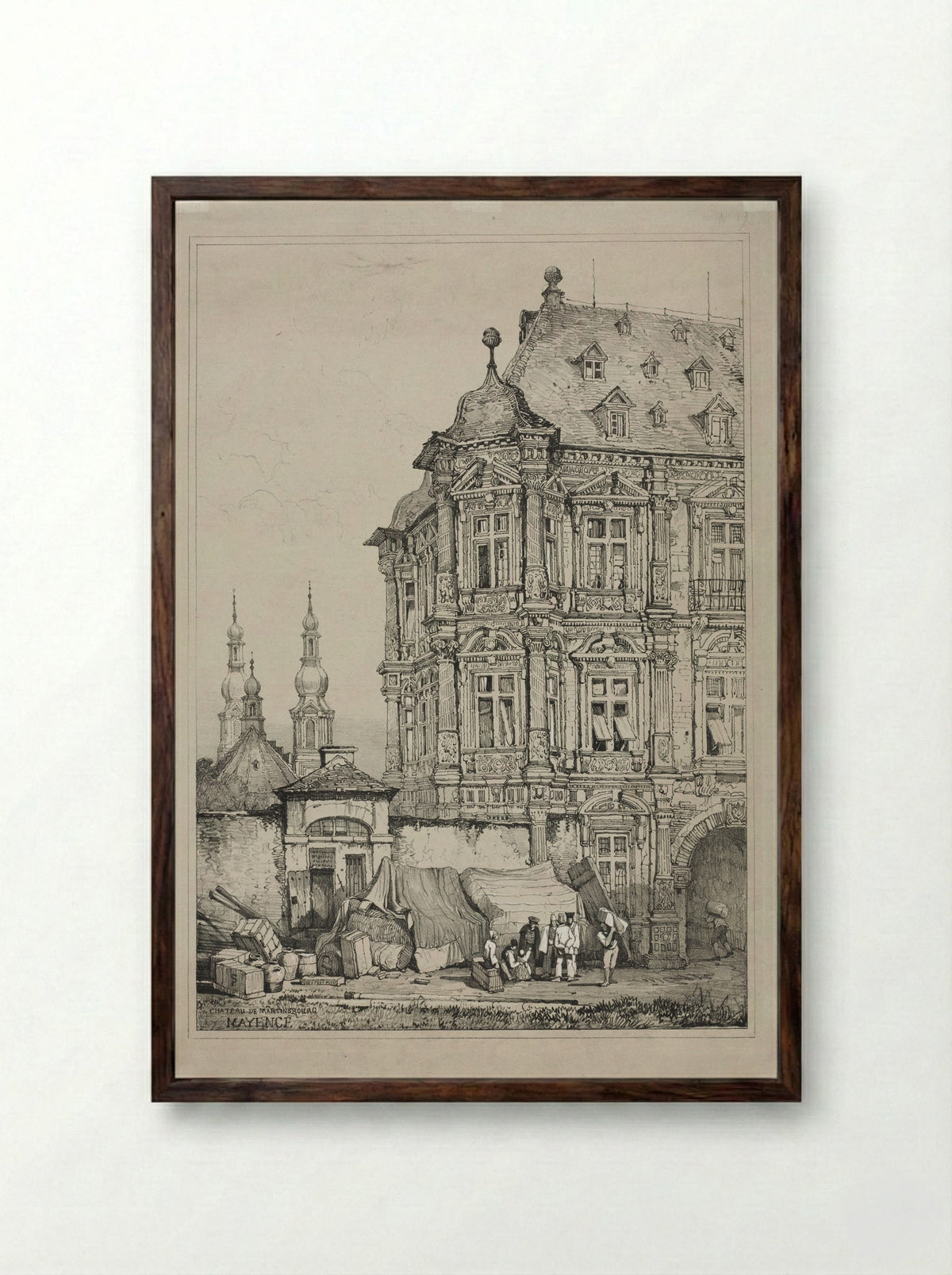 Chateau de Martinsbourg, Mayence - Samuel Prout - Framed Print Dark Wood
