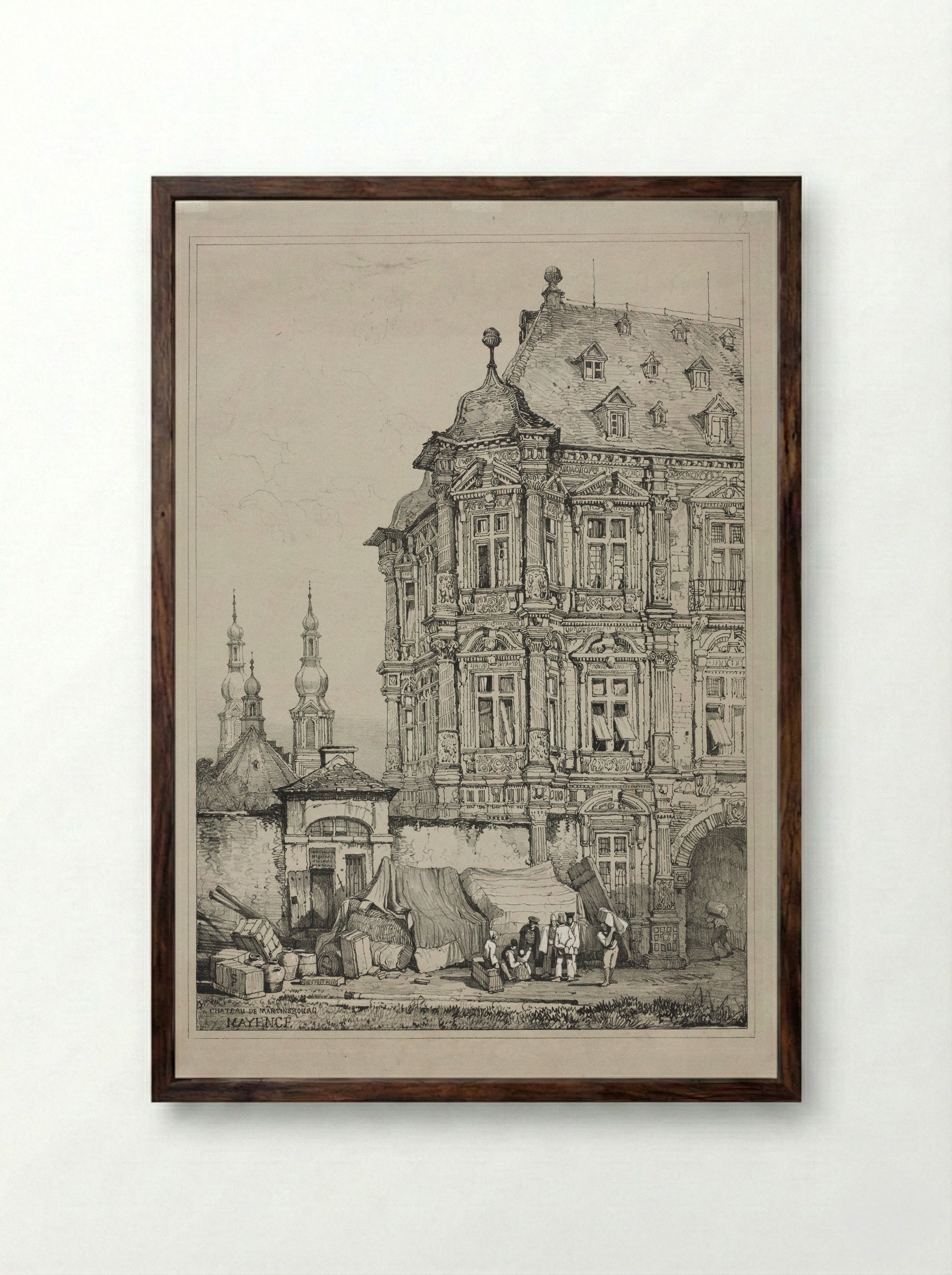 Chateau de Martinsbourg, Mayence - Samuel Prout - Framed Print Dark Wood