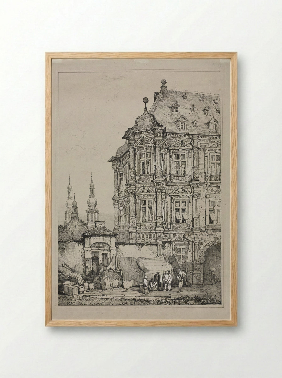 Chateau de Martinsbourg, Mayence - Samuel Prout - Framed Print Wood