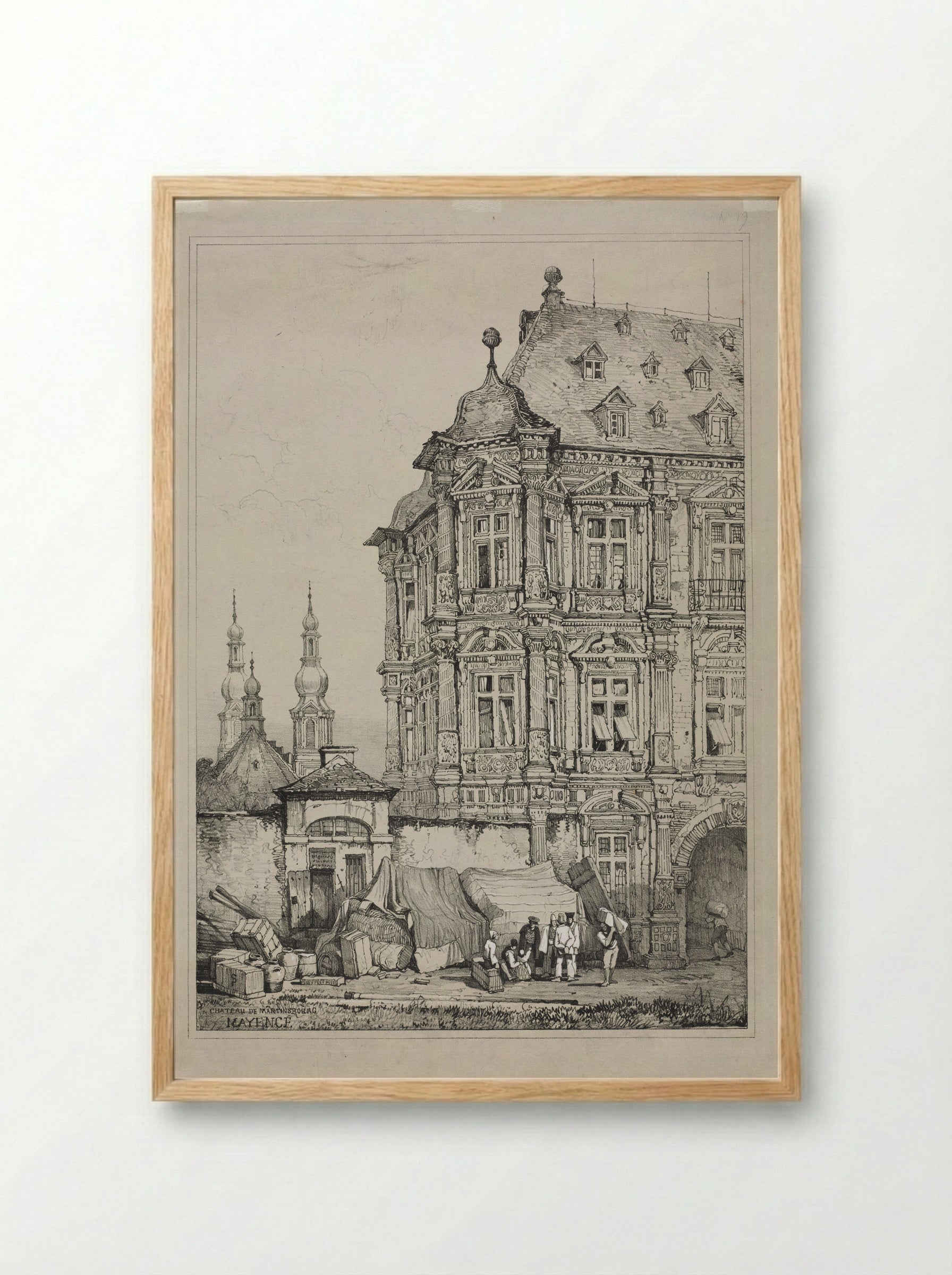Chateau de Martinsbourg, Mayence - Samuel Prout - Framed Print Wood