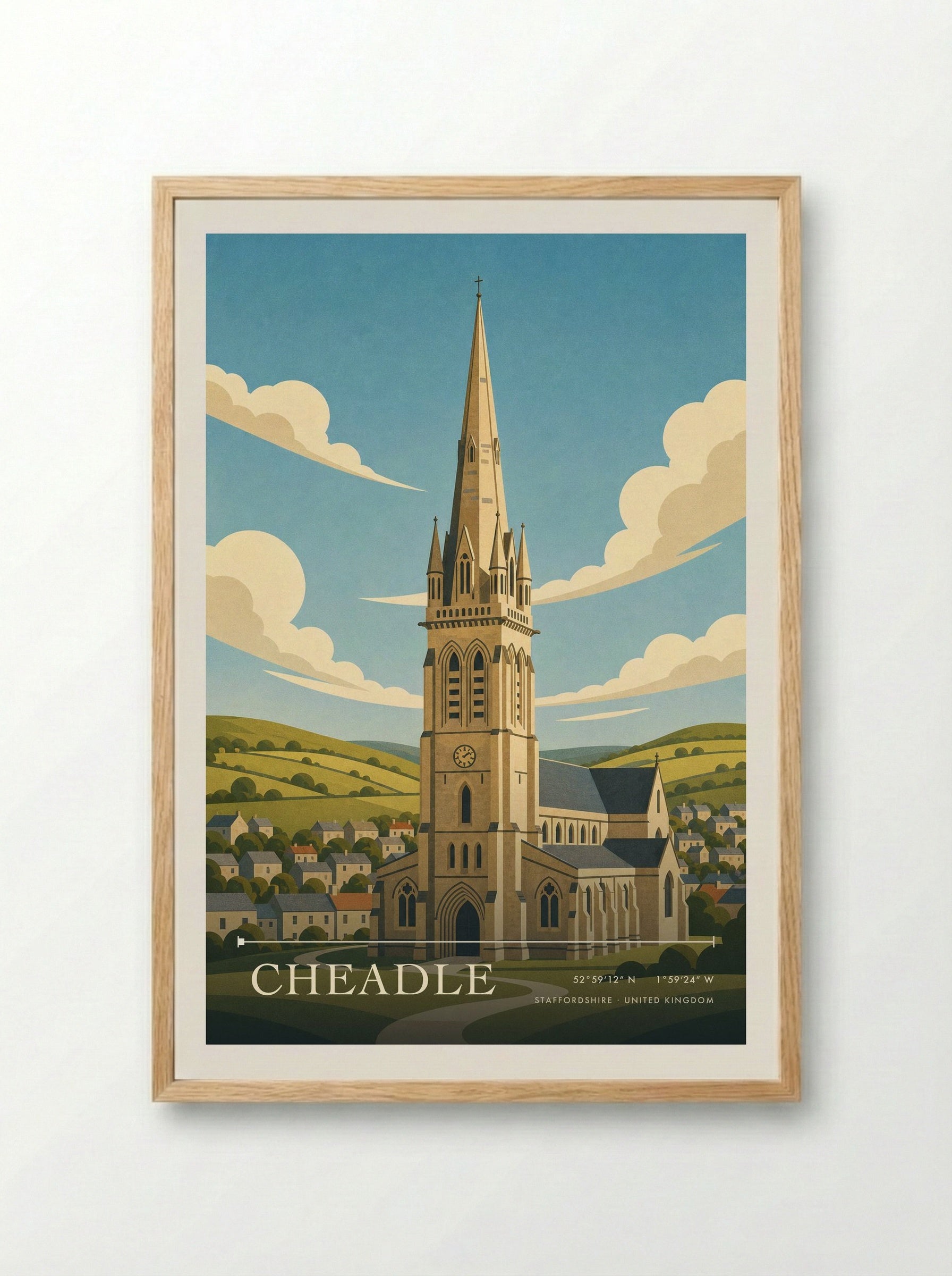 Cheadle Staffordshire United Kingdom Travel Poster - Framed Print Wood