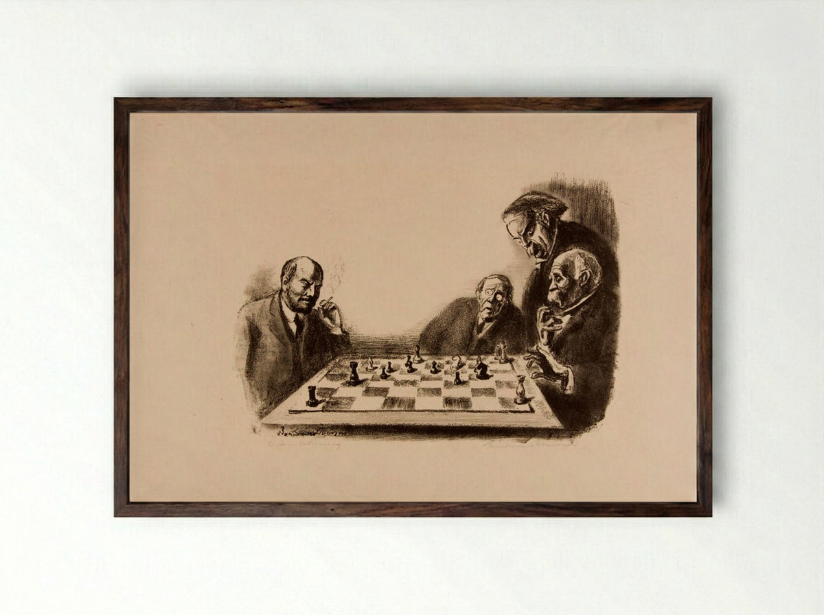 Checkmate, Gentlemen - Boardman Robinson - Framed Print Dark Wood