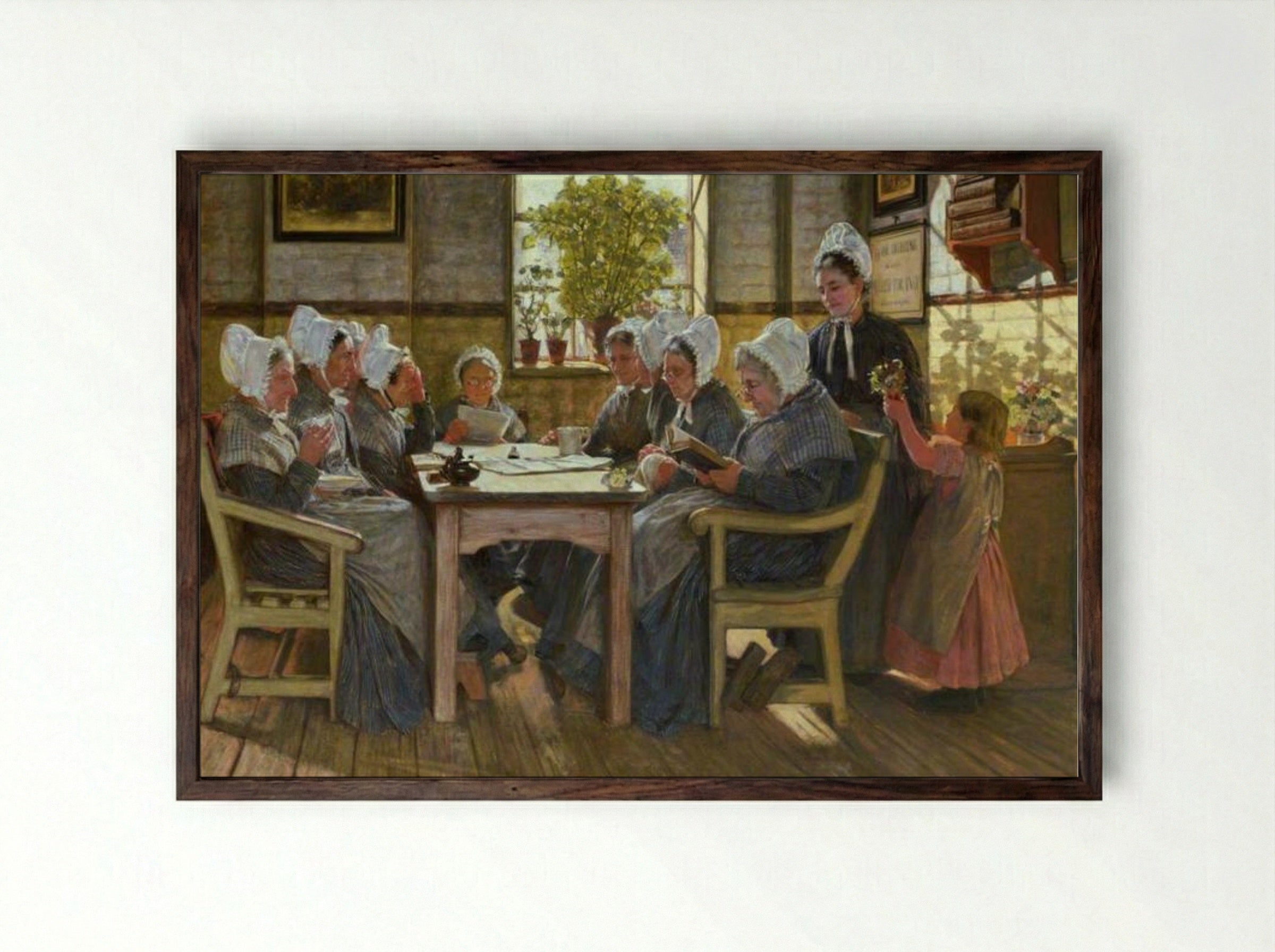 Chelsea Workhouse: A Bible Reading (Our Poor) - James Charles - Framed Print Dark Wood
