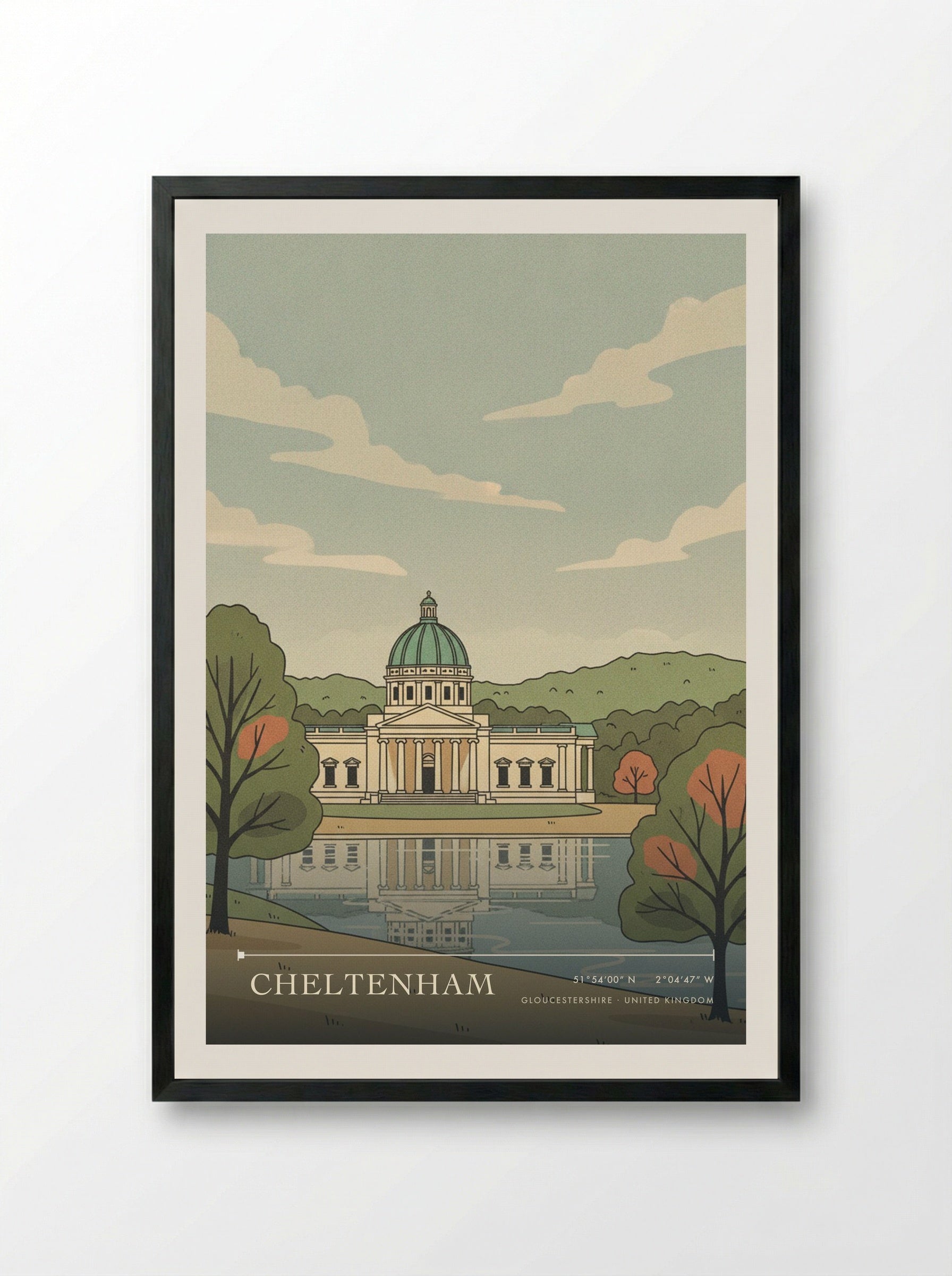 Cheltenham Gloucestershire United Kingdom Travel Poster - Framed Print Black