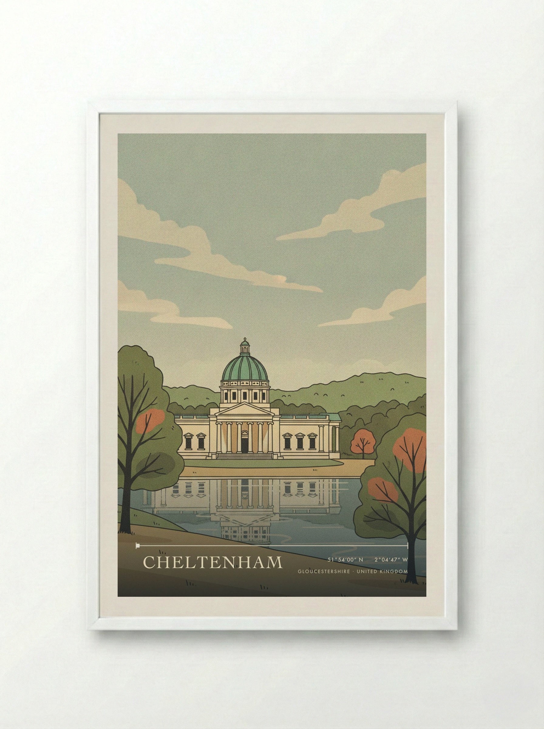 Cheltenham Gloucestershire United Kingdom Travel Poster - Framed Print White