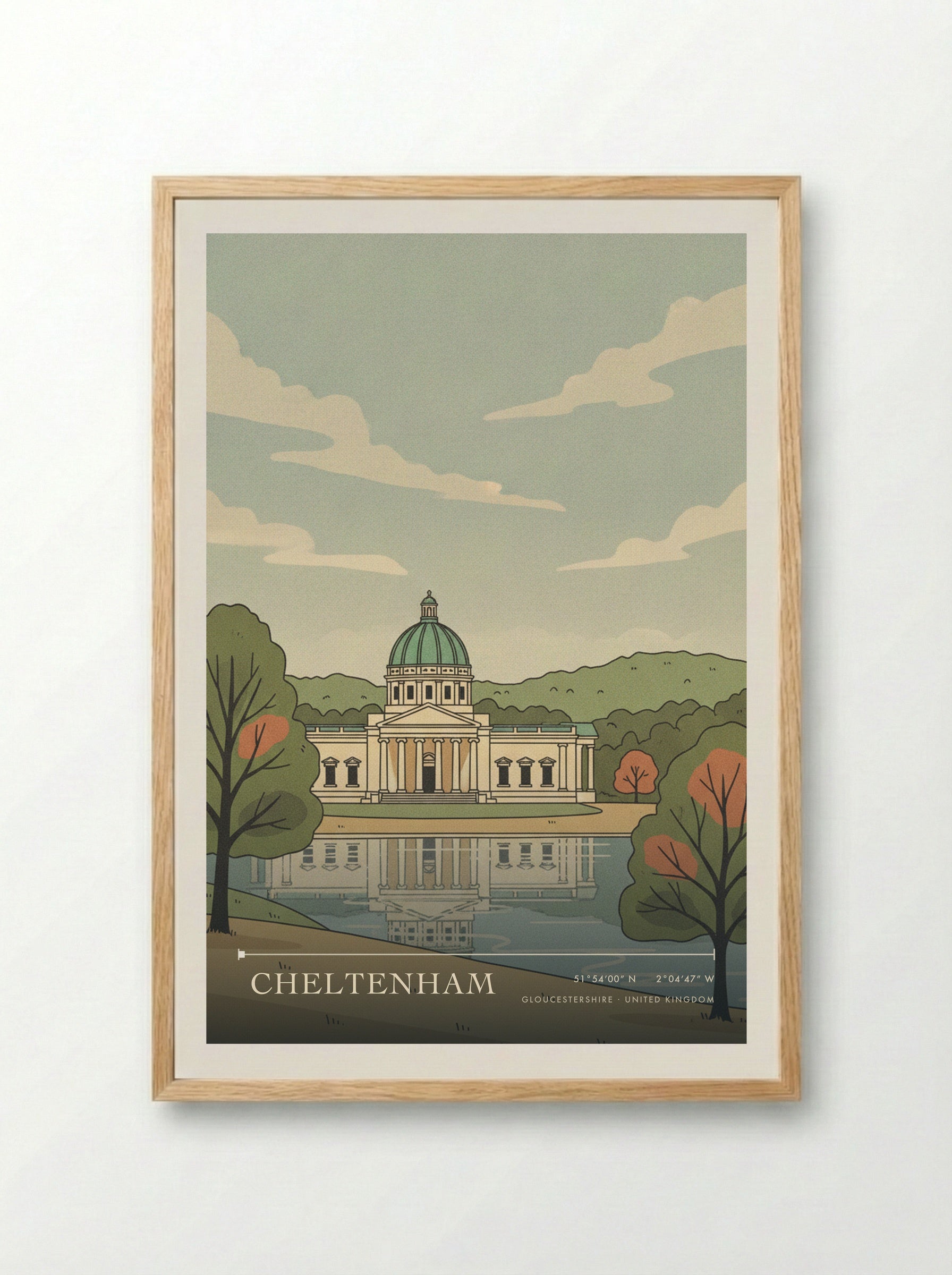 Cheltenham Gloucestershire United Kingdom Travel Poster - Framed Print Wood