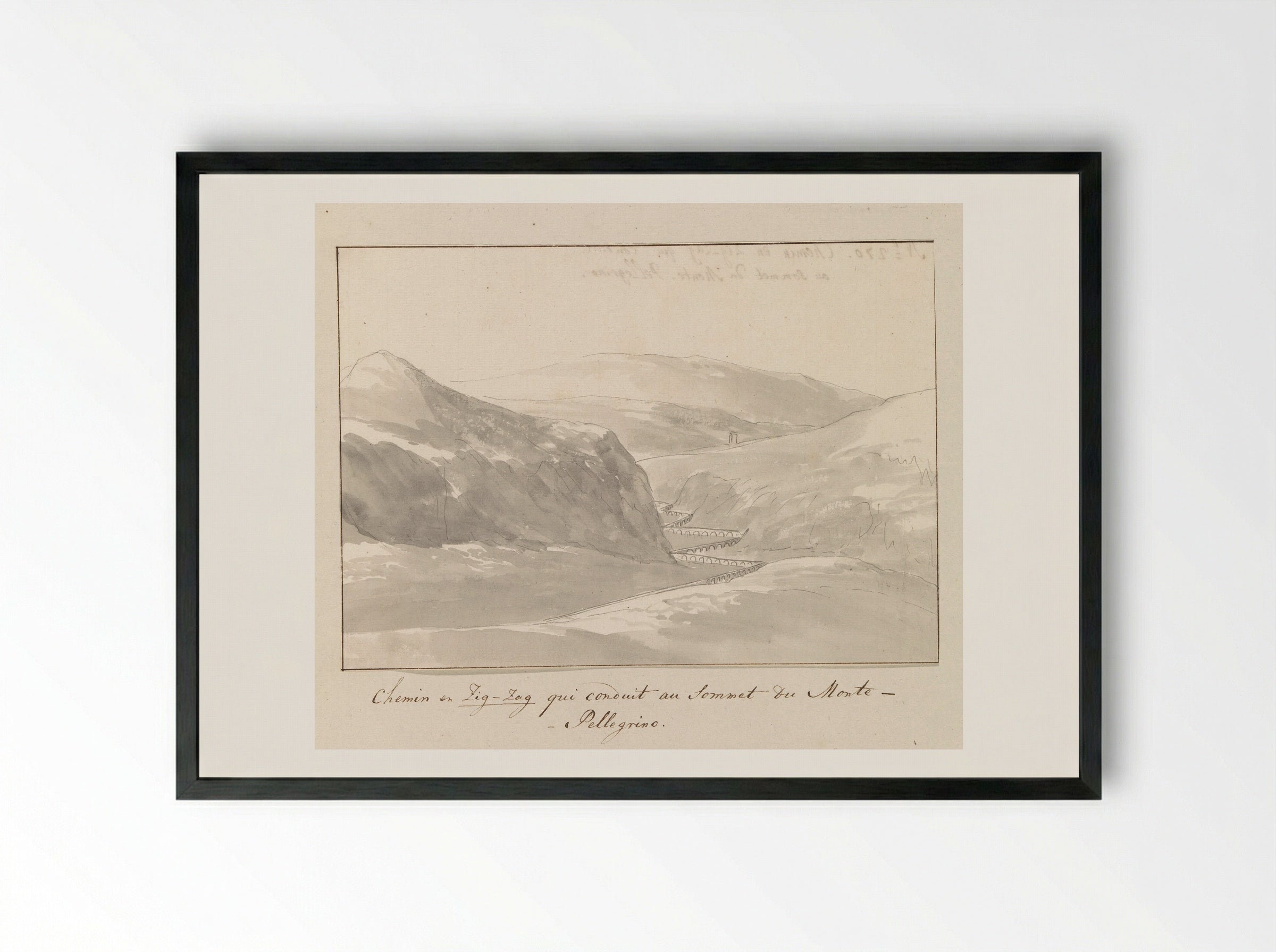 Chemin en Zig-Zag qui conduit au Sommet du Monte-Pellegrino - Louis Ducros - Framed Print Black