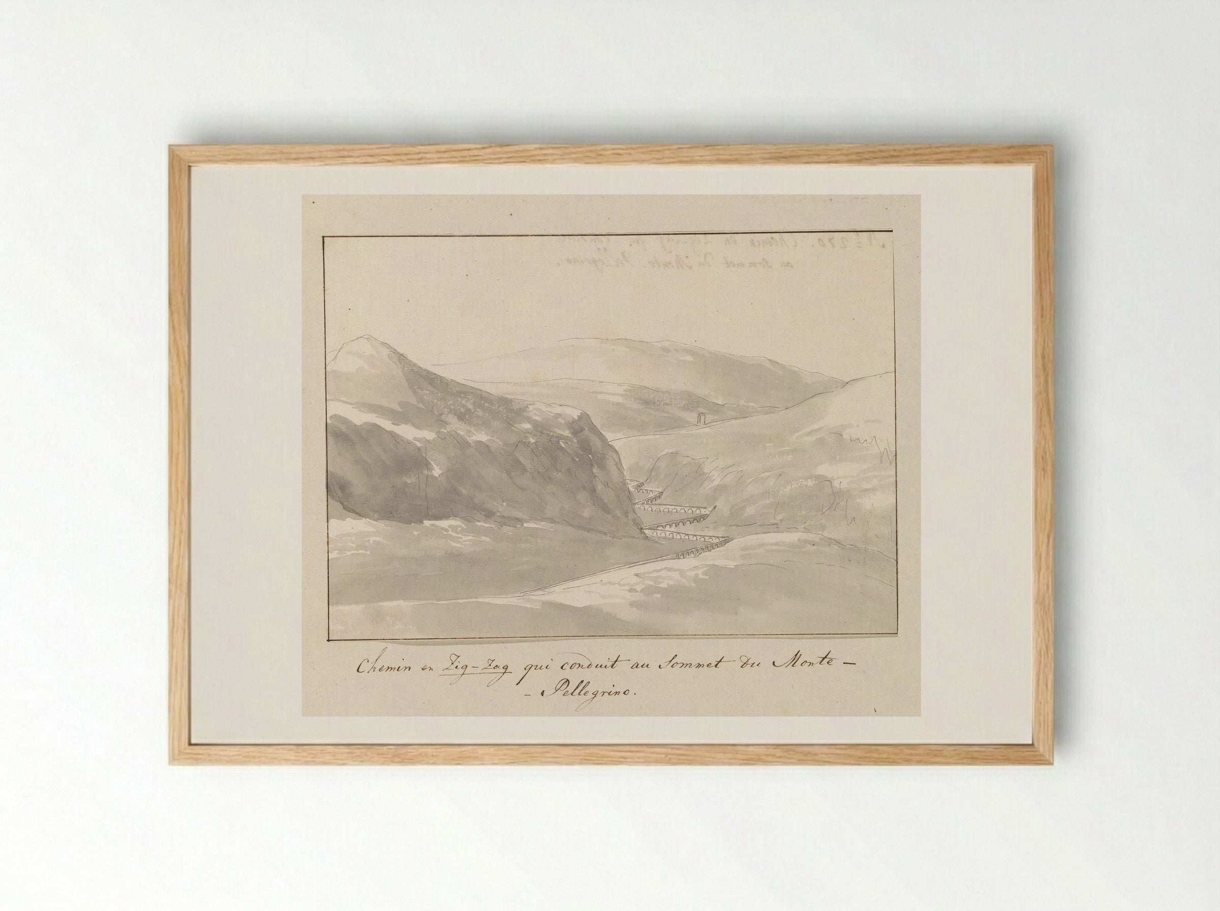 Chemin en Zig-Zag qui conduit au Sommet du Monte-Pellegrino - Louis Ducros - Framed Print Wood
