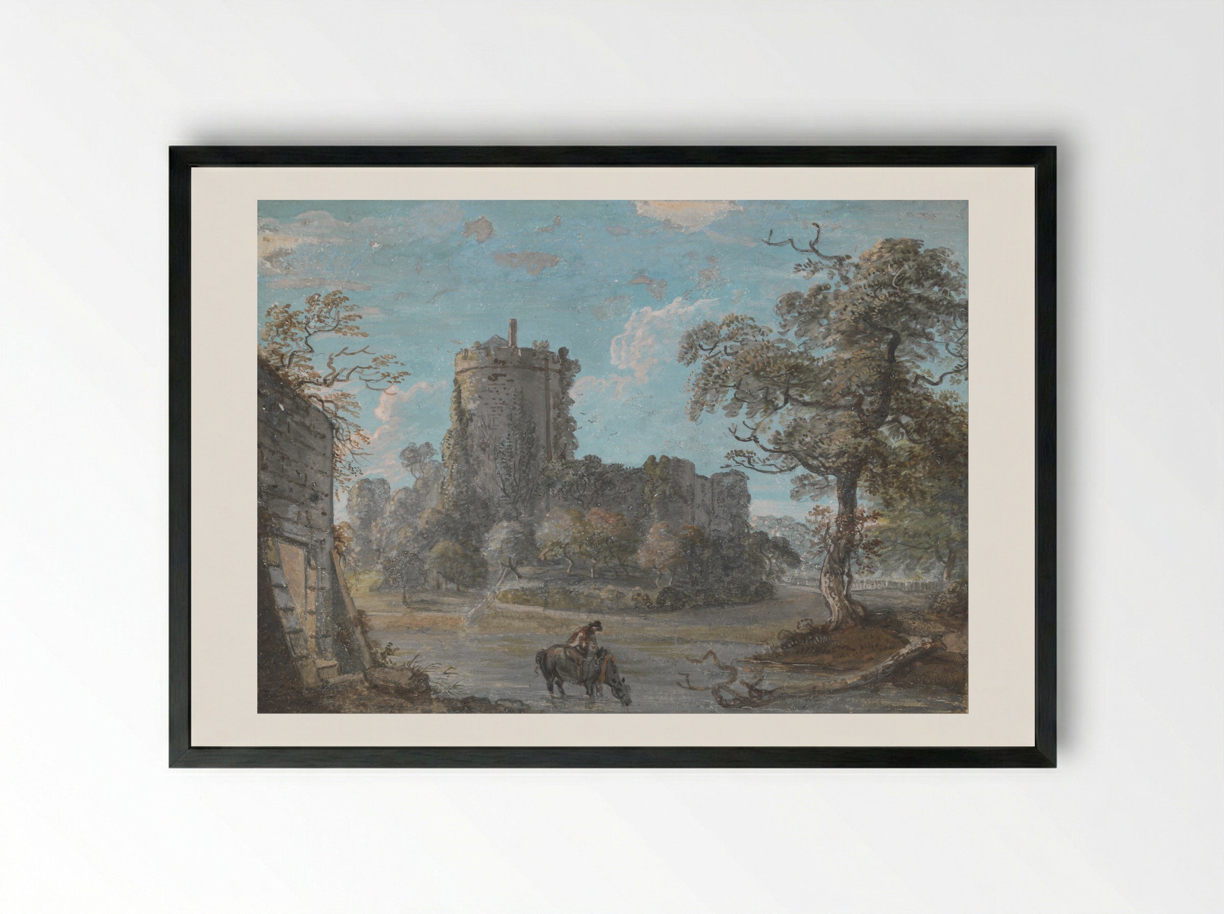Chepstow Castle - Paul Sandby - Framed Print Black