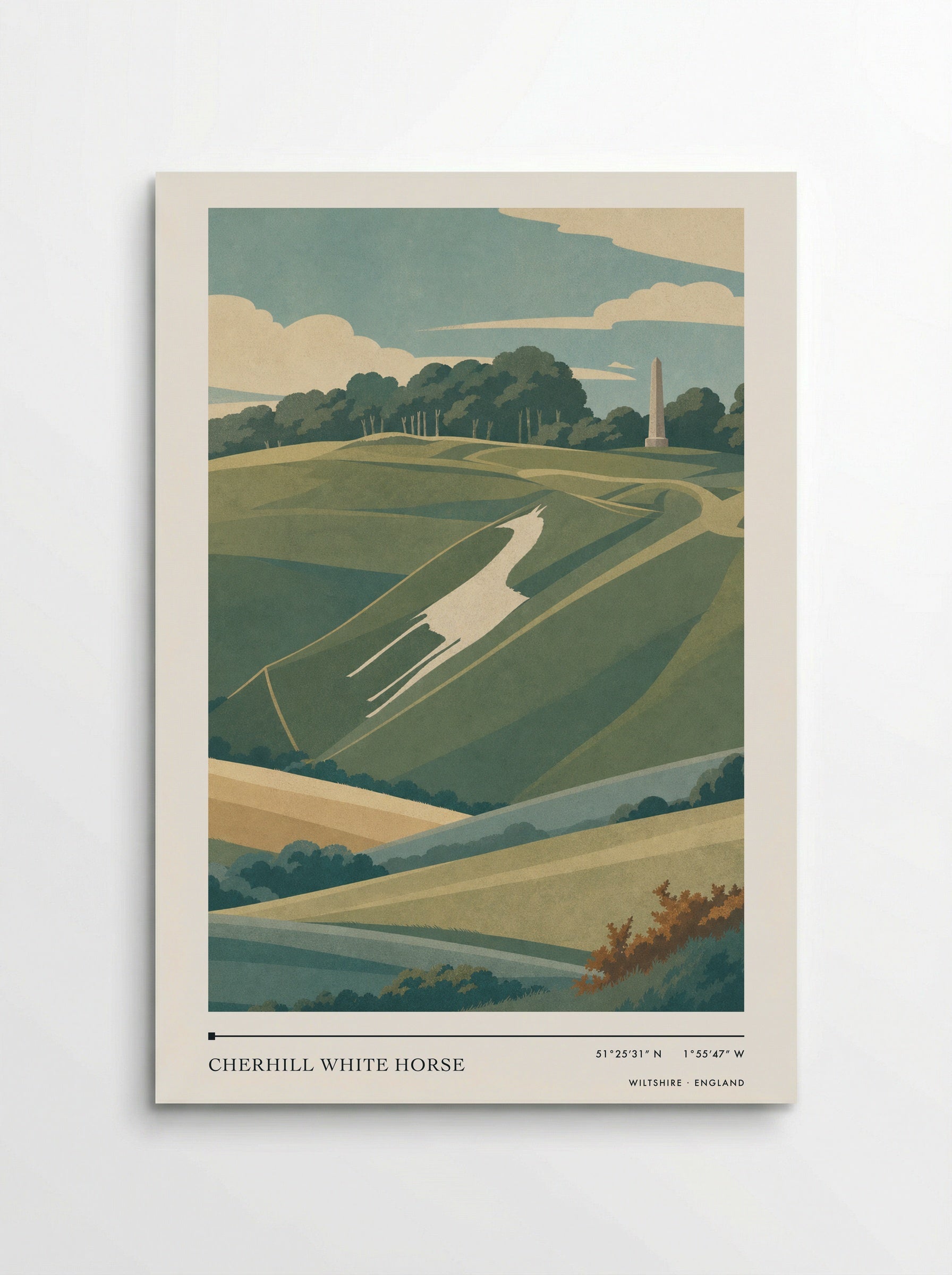 Cherhill White Horse Wiltshire England Travel Poster - Poster