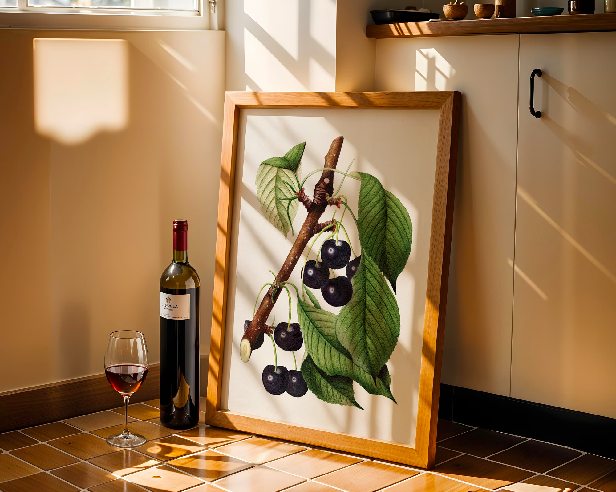 Cherries-(Prunus-Avium)(1892)-by-William-Henry-Prestele mockup