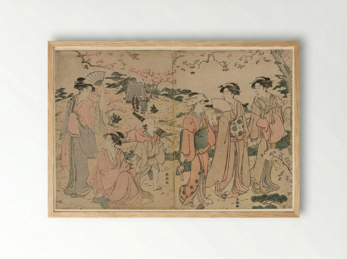 Cherry Blossoms in Spring - Katsukawa Shunchô - Framed Print Wood