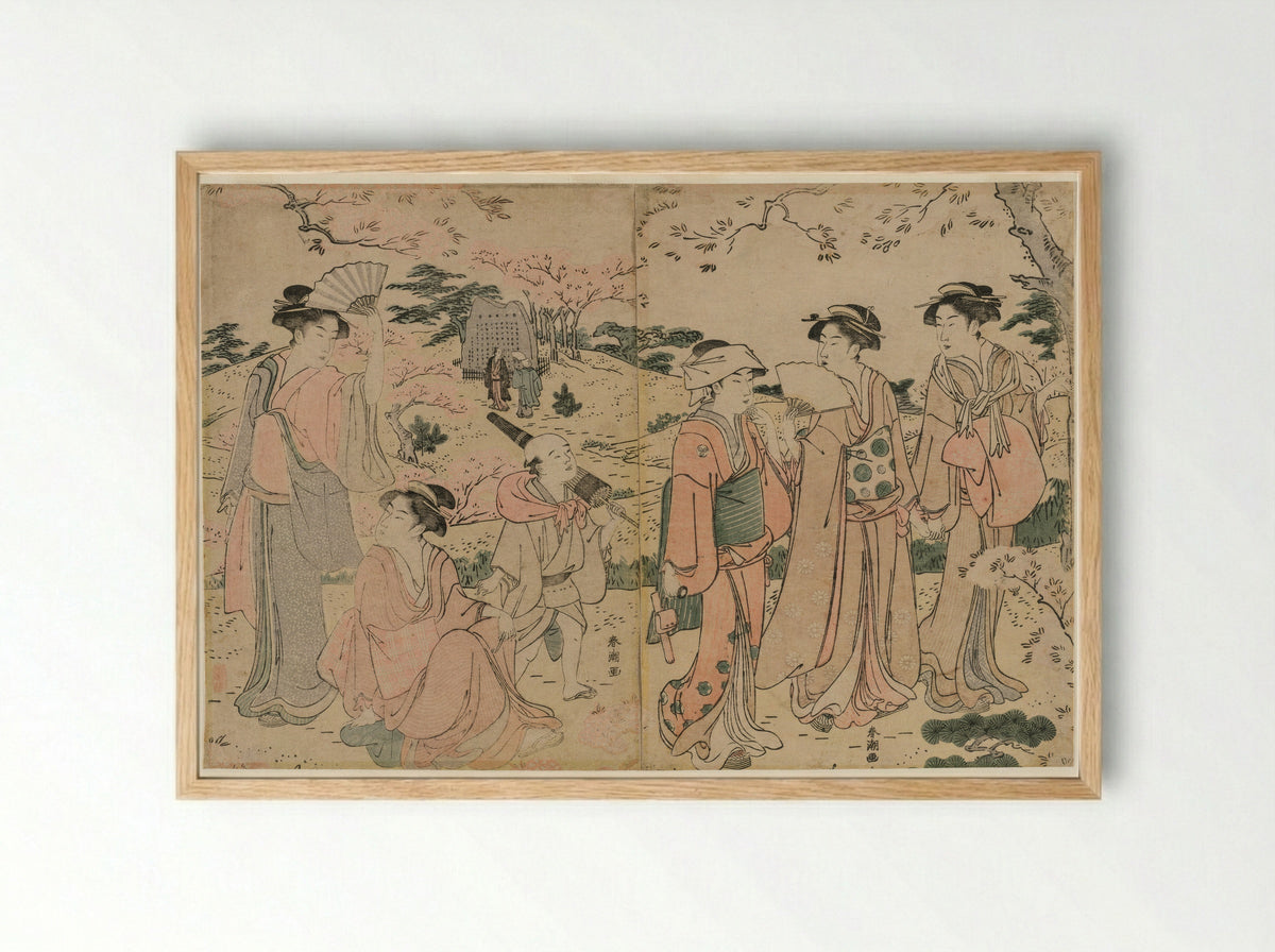 Cherry Blossoms in Spring - Katsukawa Shunchô - Framed Print Wood