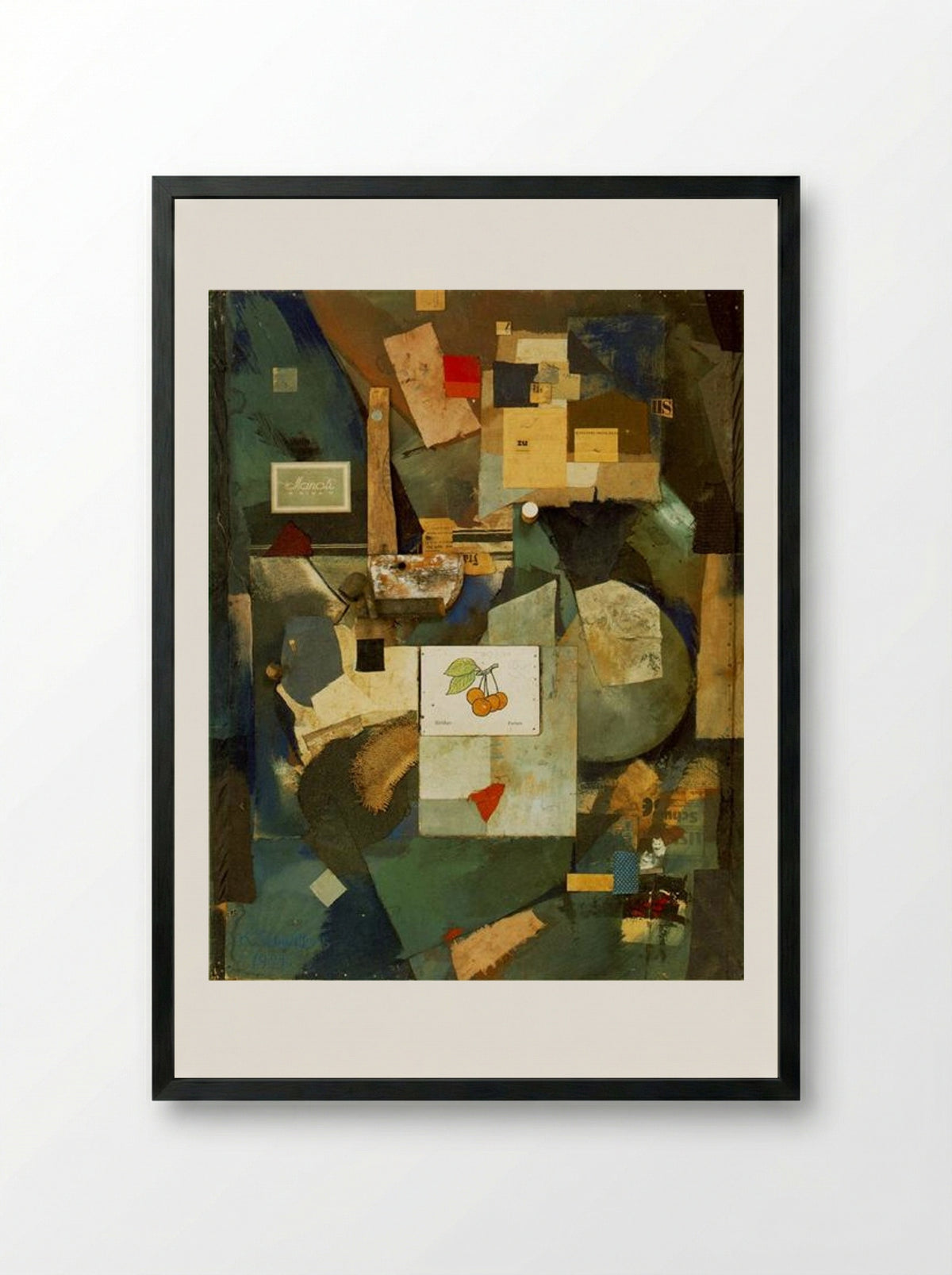Cherry Picture (Das Kirschbild) - Kurt Schwitters - Framed Print Black