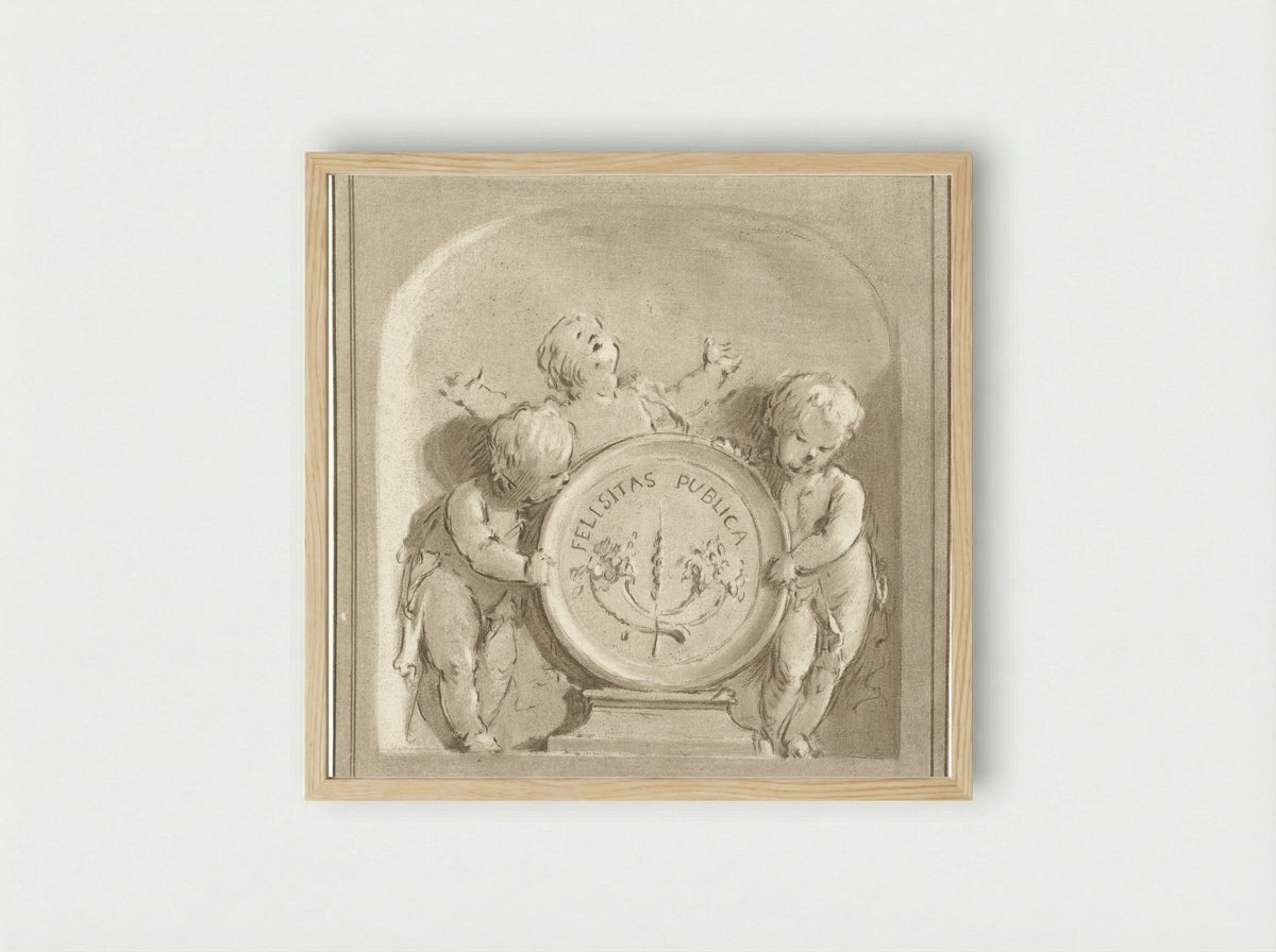 Cherubijnen met een wapenschild - Jurriaan Cootwijck - Framed Print Wood