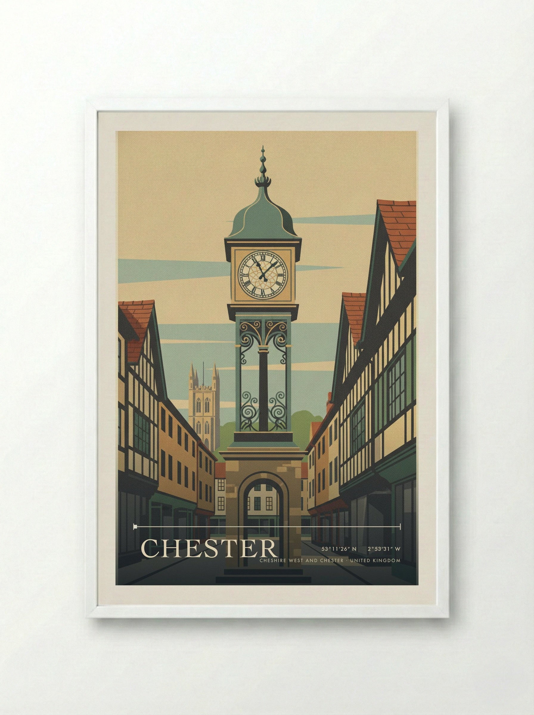 Chester Cheshire West and Chester United Kingdom Travel Poster - Framed Print White