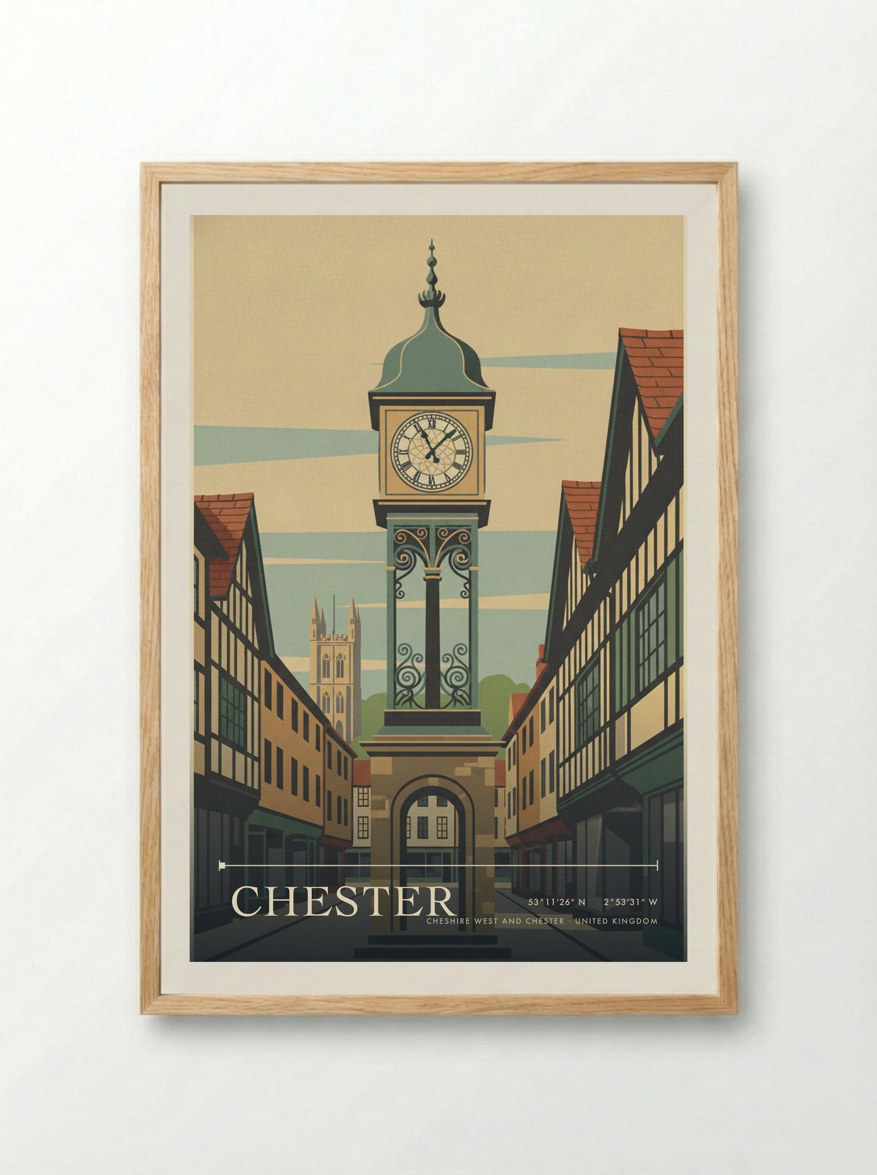 Chester Cheshire West and Chester United Kingdom Travel Poster - Framed Print Wood