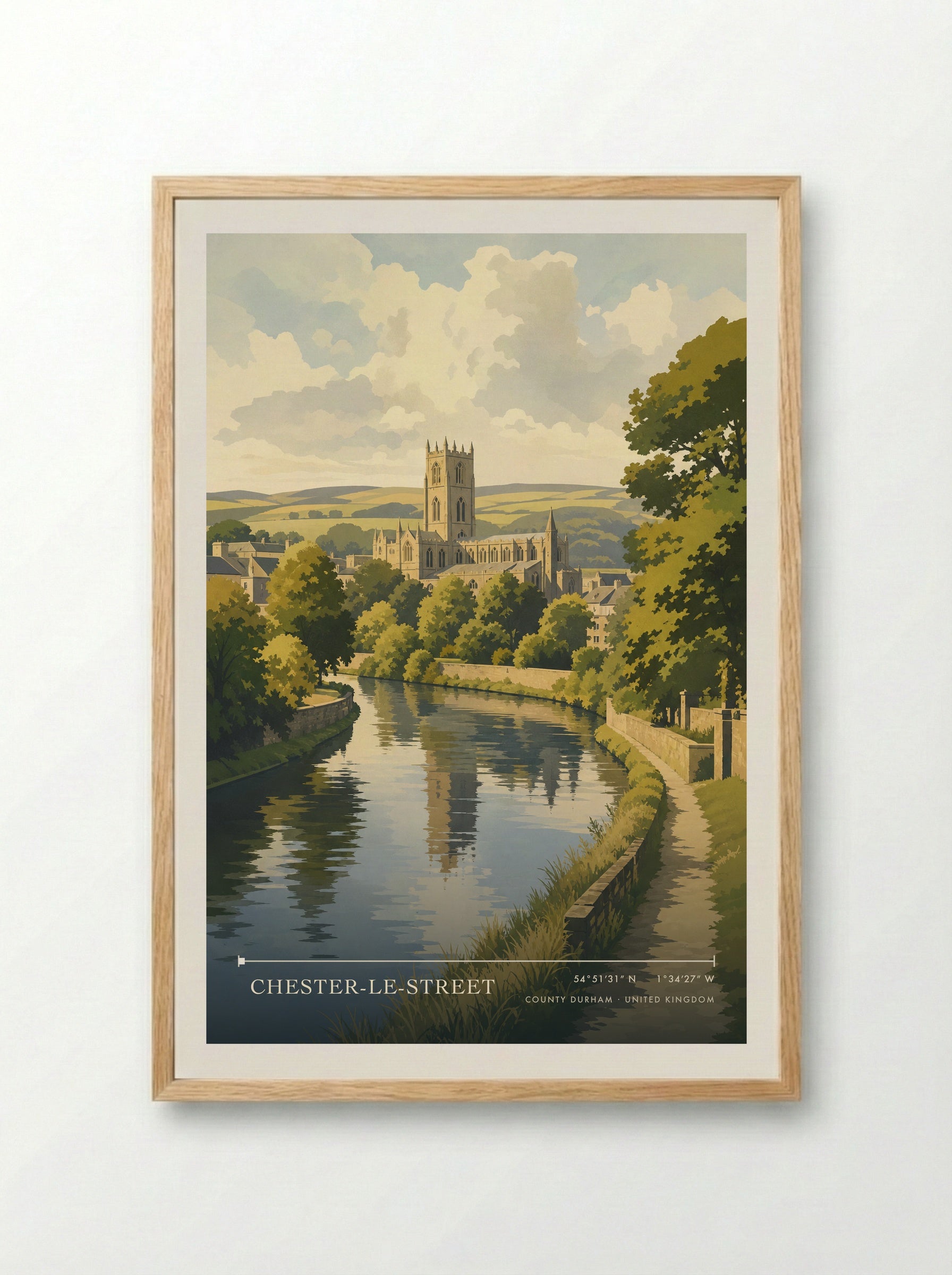 Chester-le-Street County Durham United Kingdom Travel Poster - Framed Print Wood