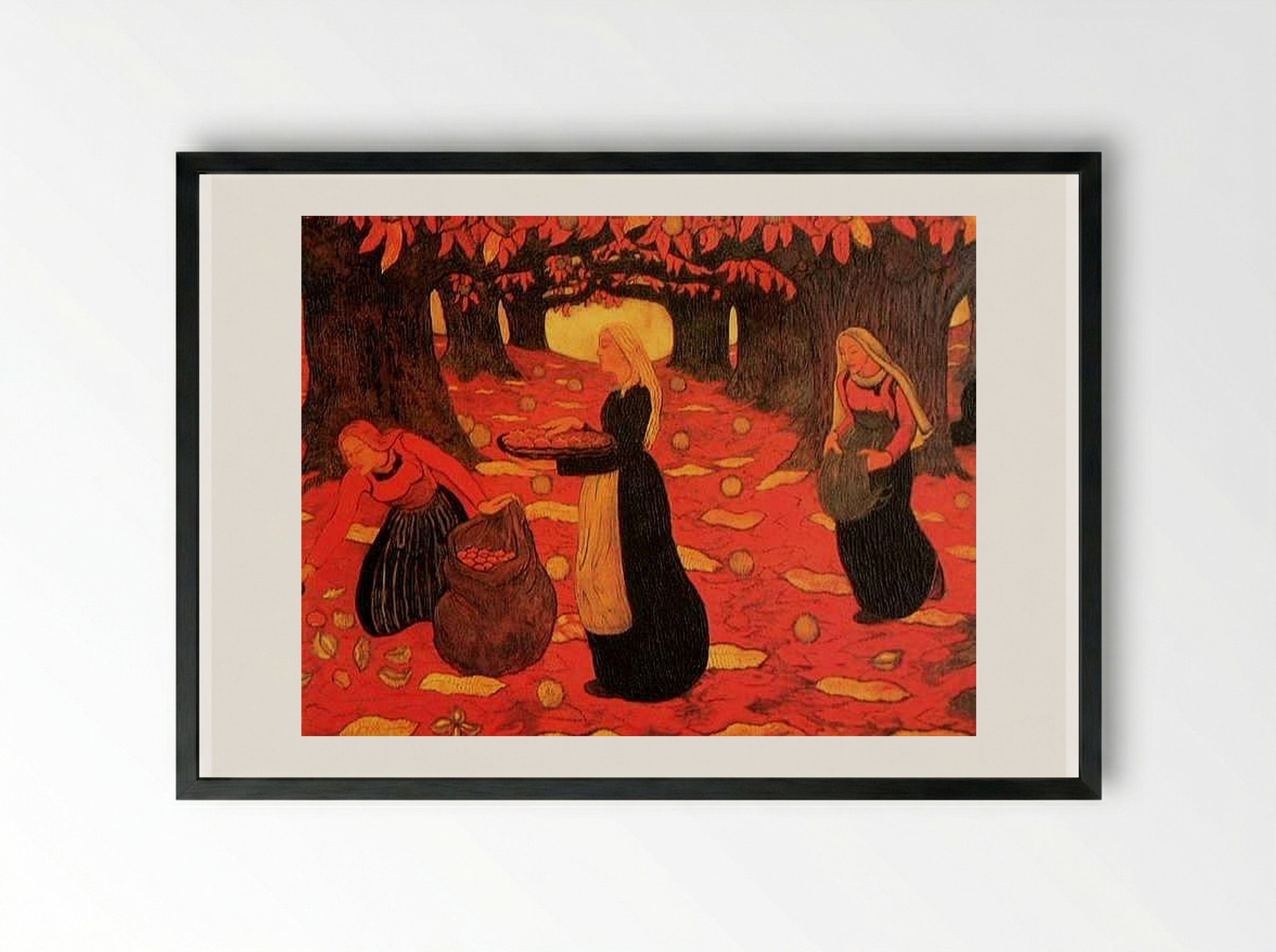 Chestnut Gatherers - Georges Lacombe - Framed Print Black