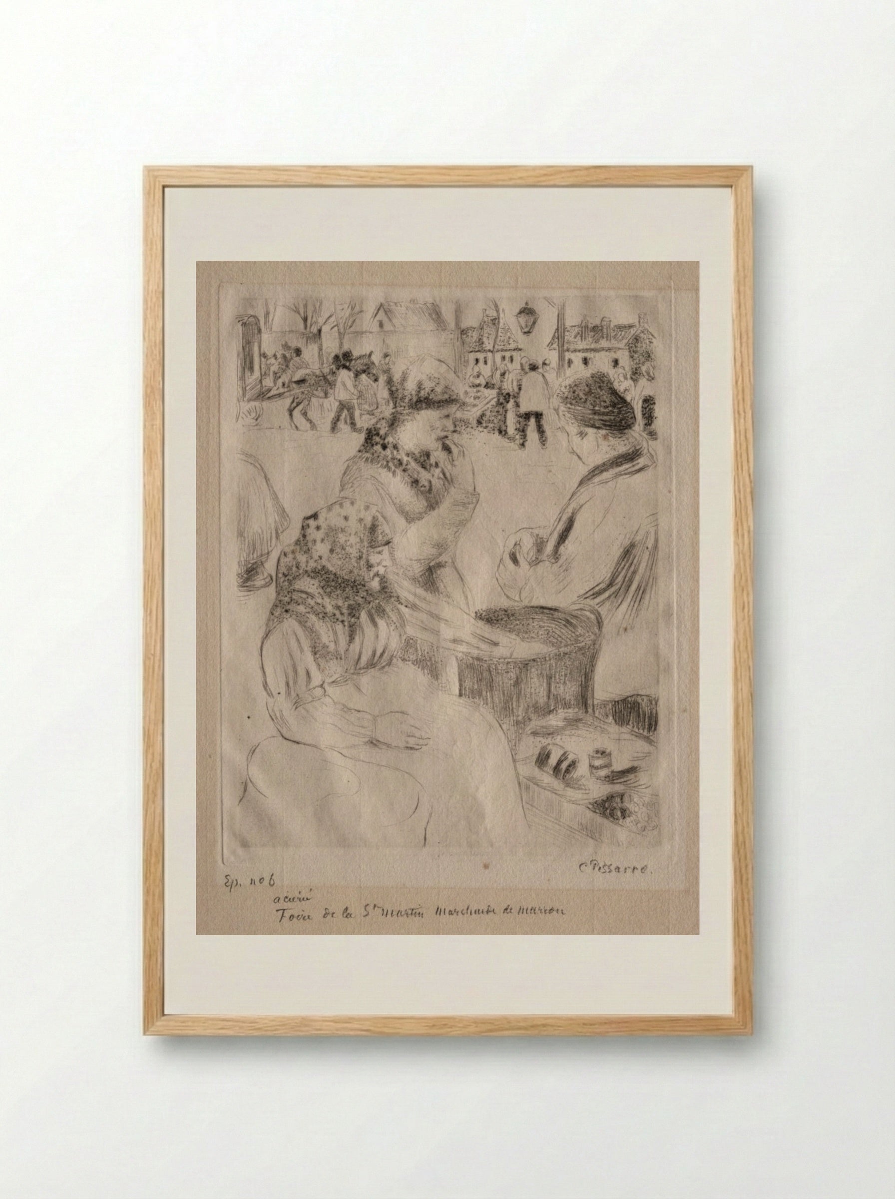 Chestnut Vendor, St. Martin's Day Fair (Pontoise) - Camille Pissarro - Framed Print Wood