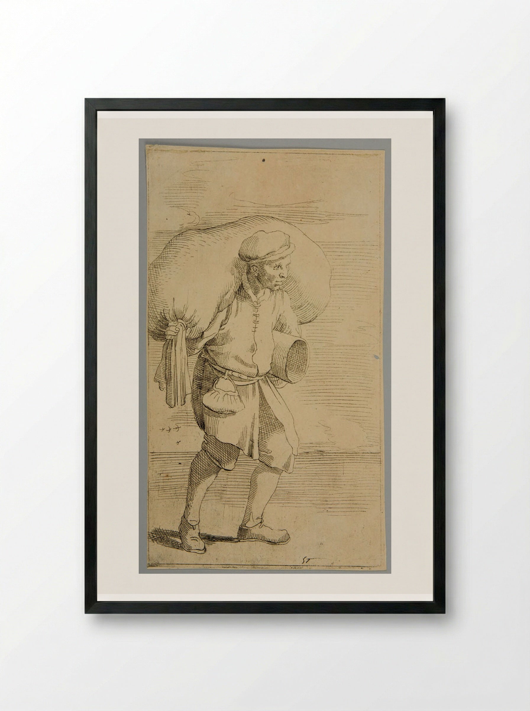 Chestnuts for sale!, plate 57 - Simon Guillain - Framed Print Black