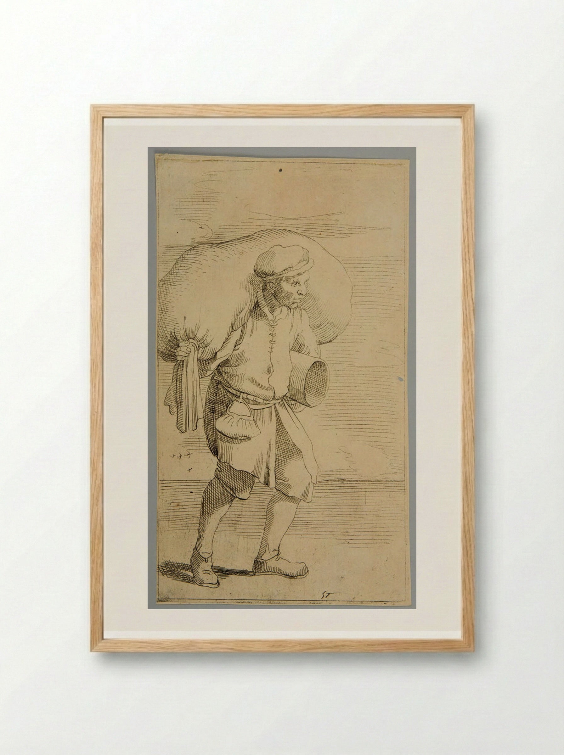 Chestnuts for sale!, plate 57 - Simon Guillain - Framed Print Wood