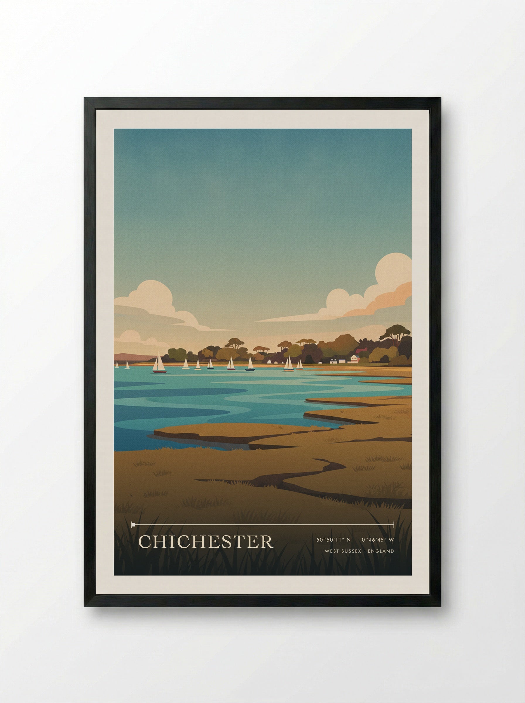 Chichester West Sussex England Travel Poster - Framed Print Black