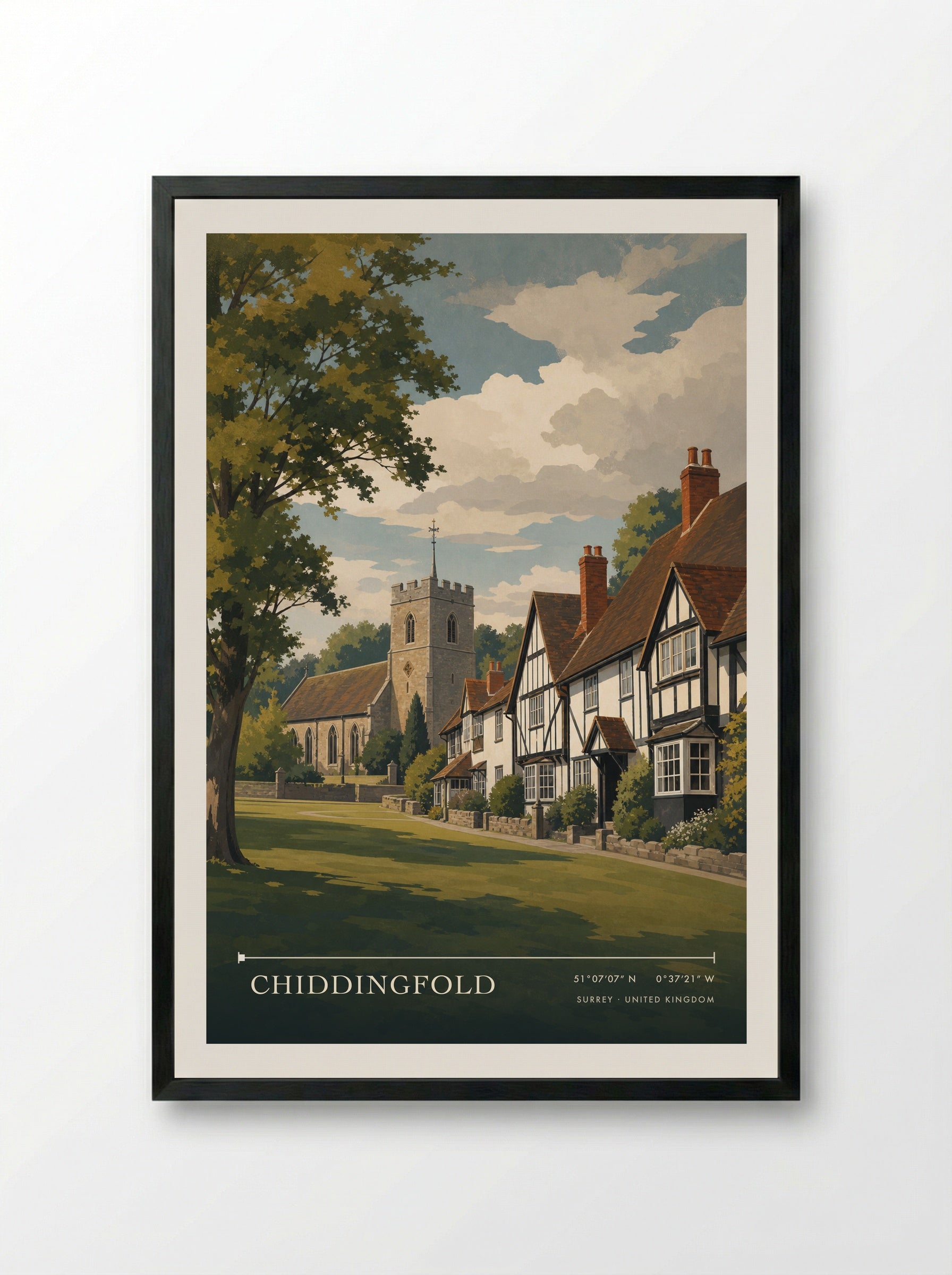 Chiddingfold Surrey United Kingdom Travel Poster - Framed Print Black
