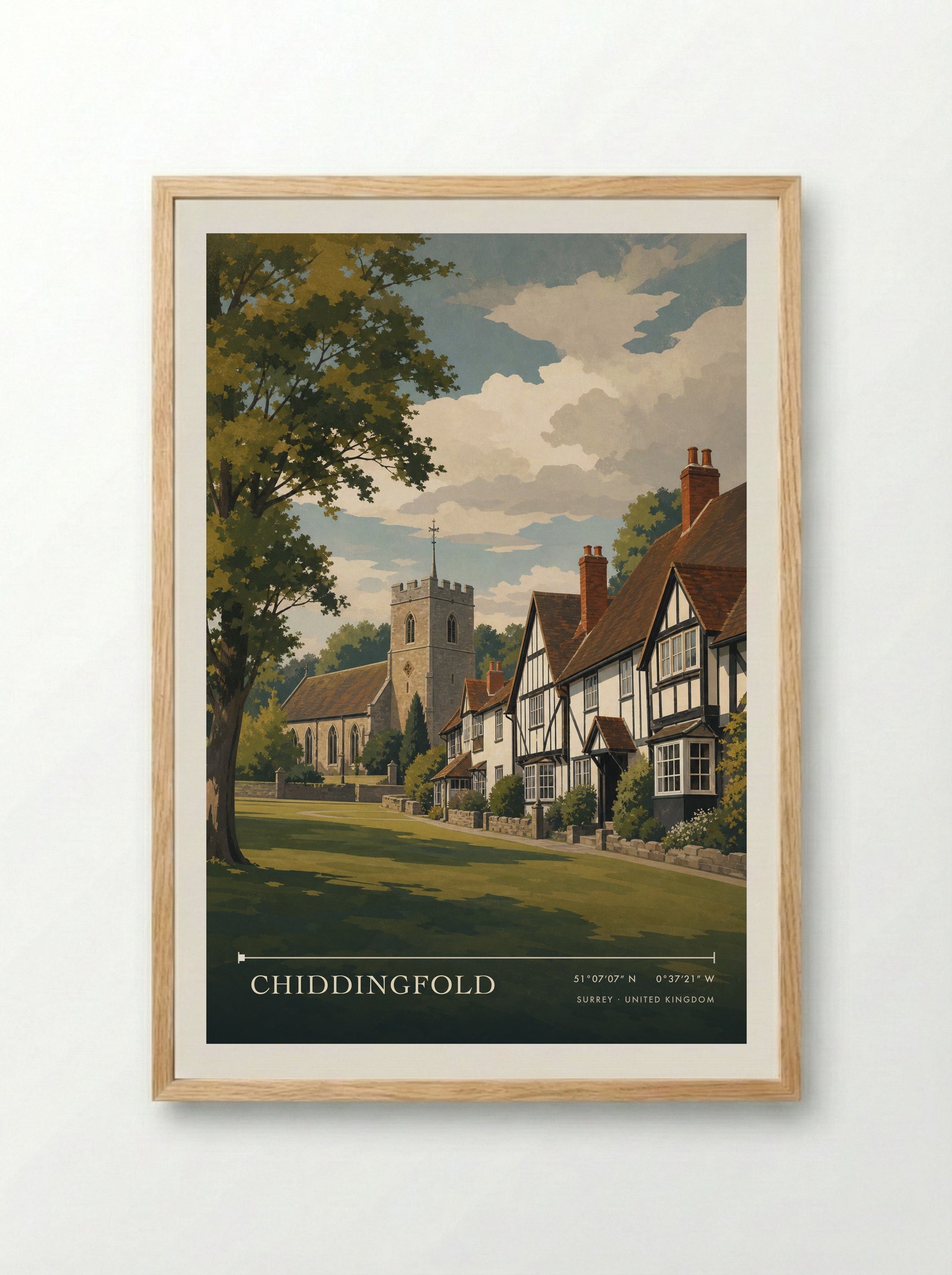Chiddingfold Surrey United Kingdom Travel Poster - Framed Print Wood