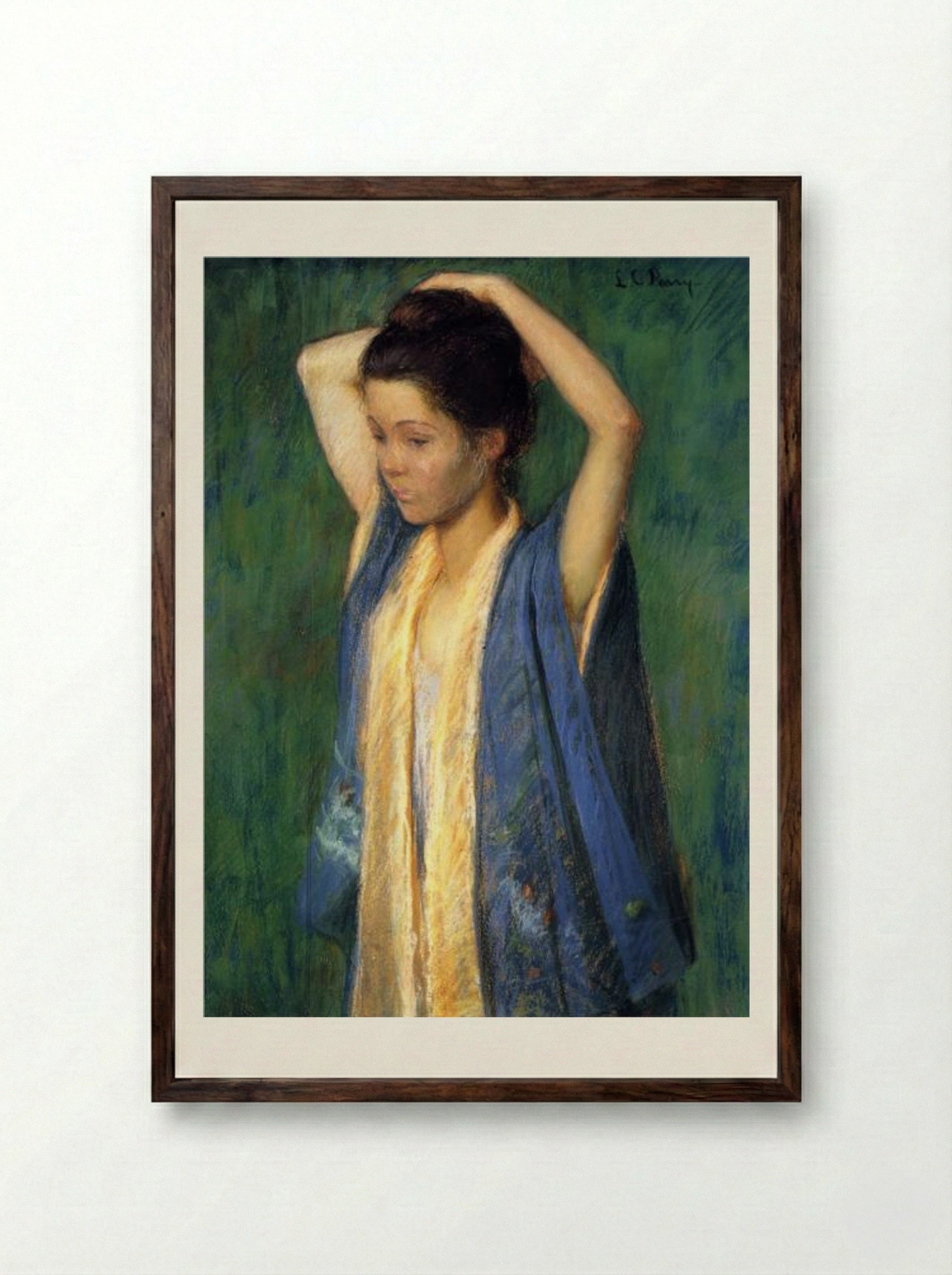 Child in Kimono - Lilla Cabot Perry - Framed Print Dark Wood