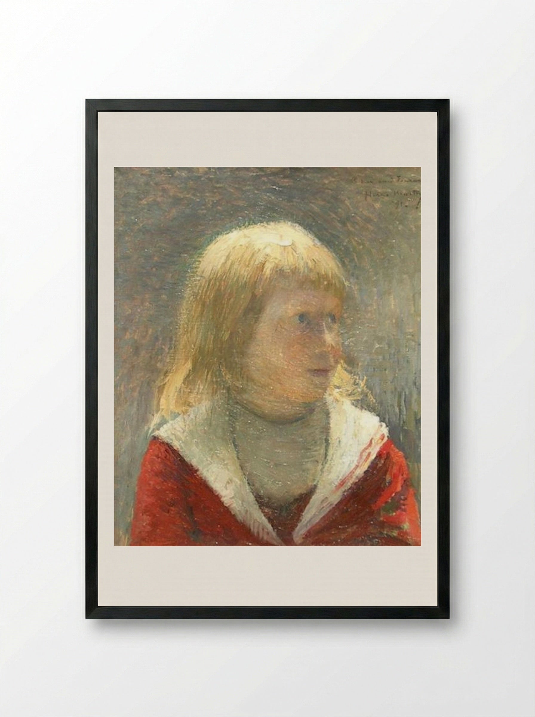 Child in Red Jacket - Henri Martin - Framed Print Black