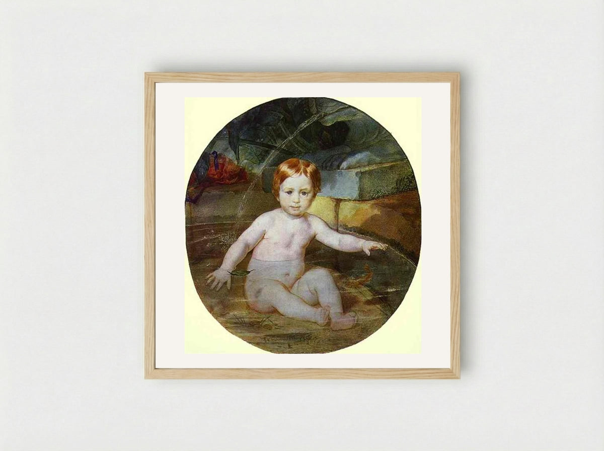 Child in a Swimming Pool (Portrait of Prince A. G. Gagarin in Childhood) - Karl Bryullov - Framed Print Wood