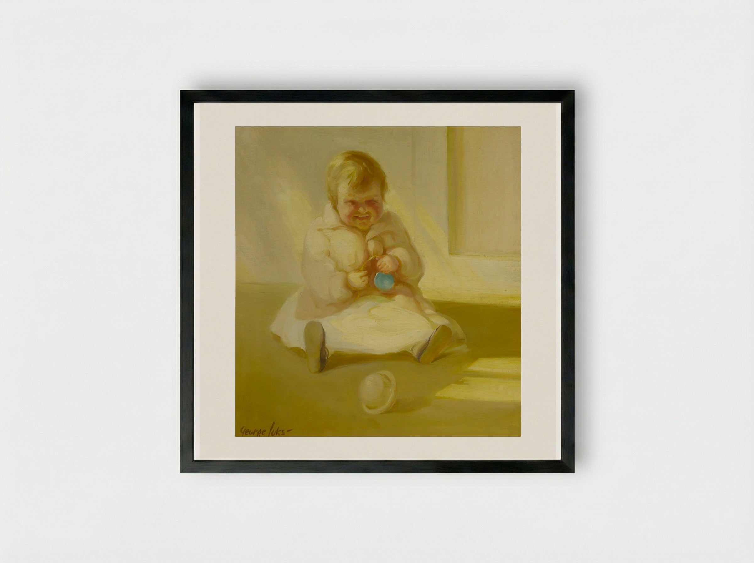 Child with a Toy - George Luks - Framed Print Black
