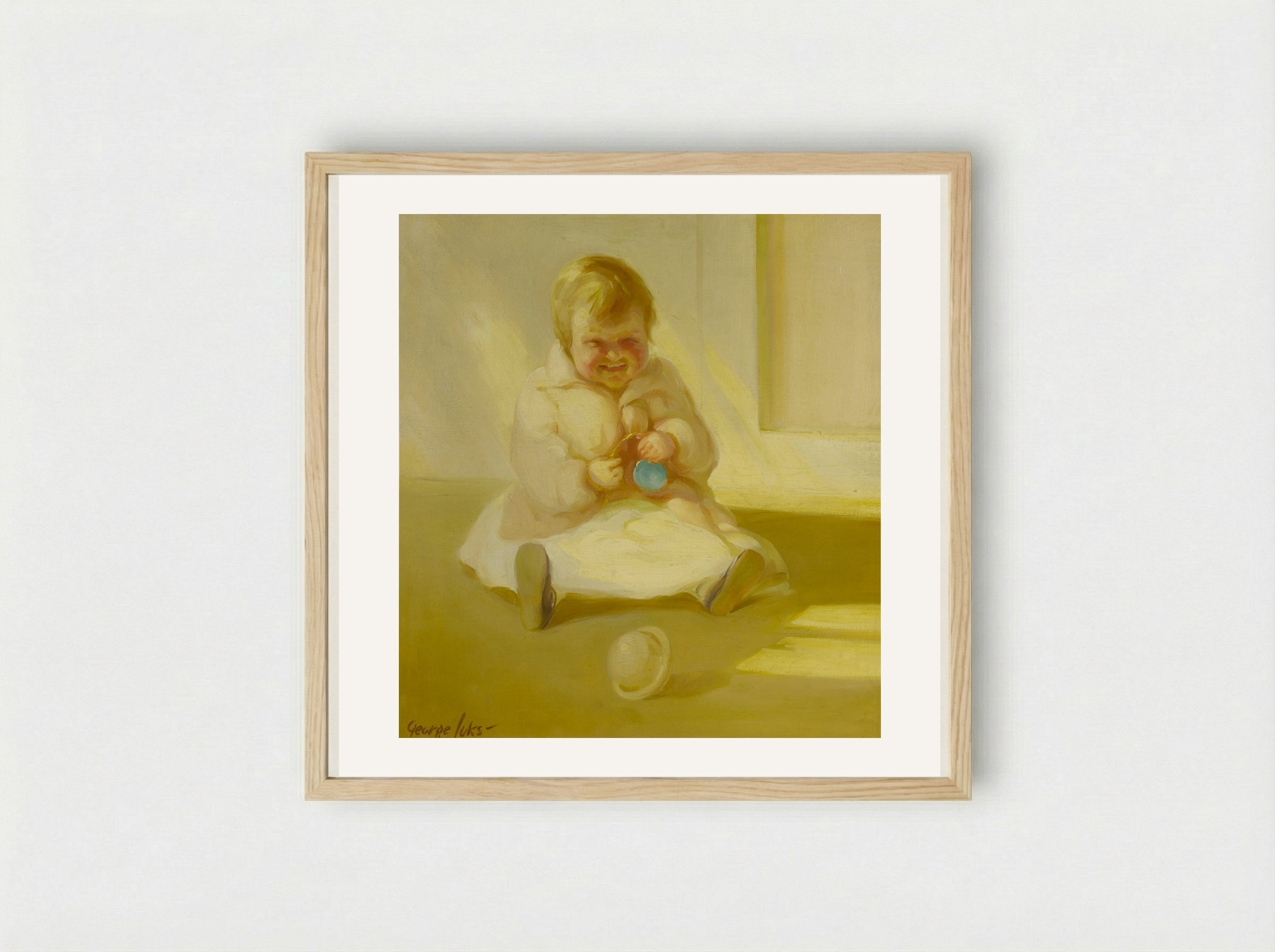 Child with a Toy - George Luks - Framed Print Wood