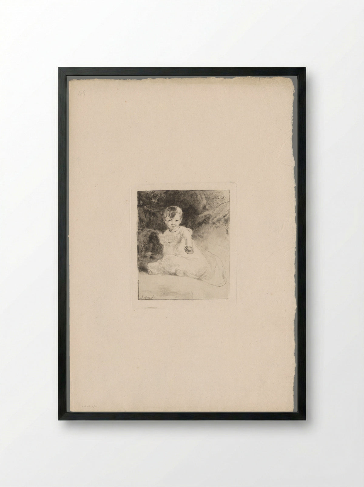 Child with an Apple - Andrew Geddes - Framed Print Black