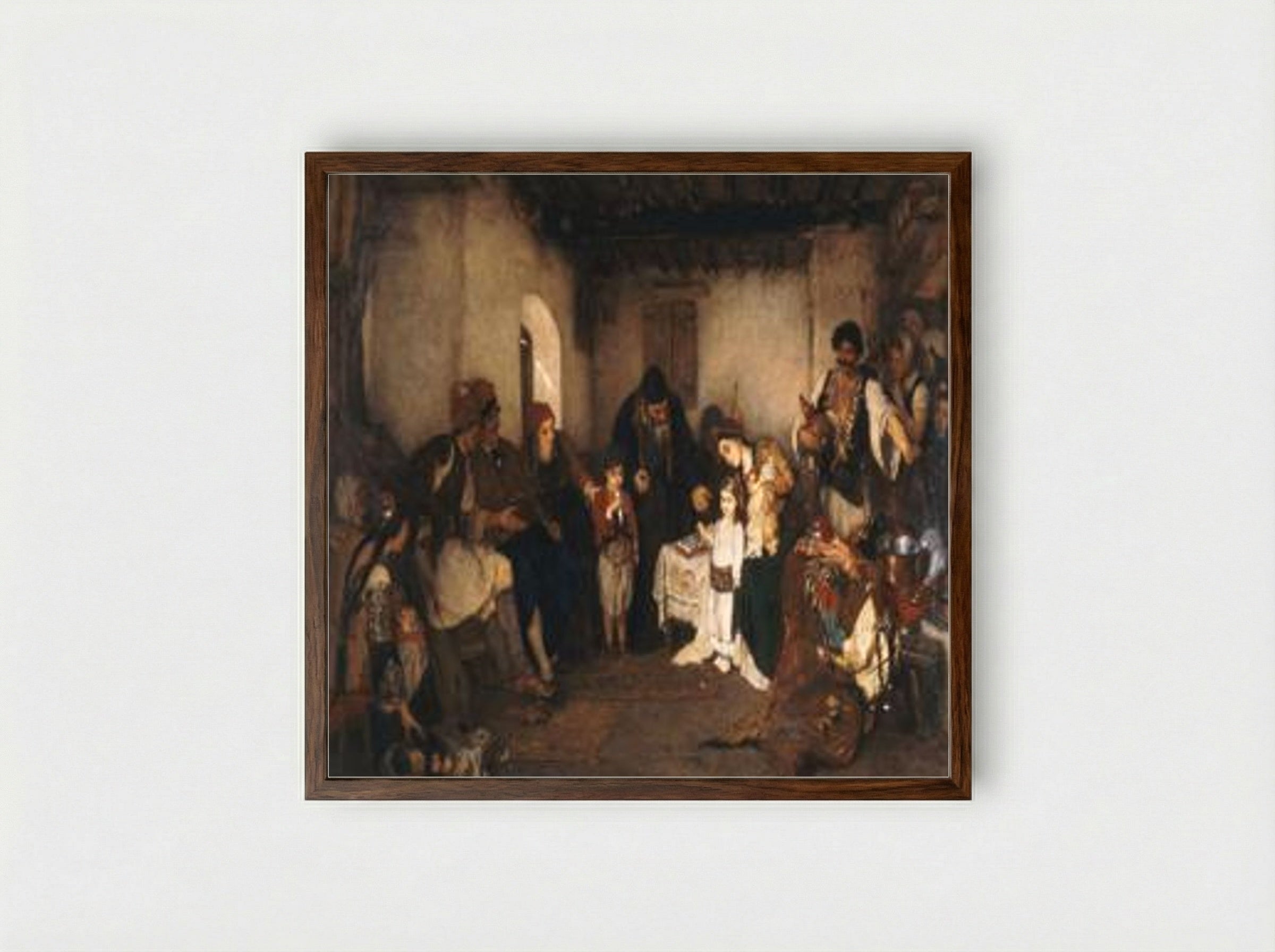 Children Engagement - Nikolaos Gyzis - Framed Print Dark Wood