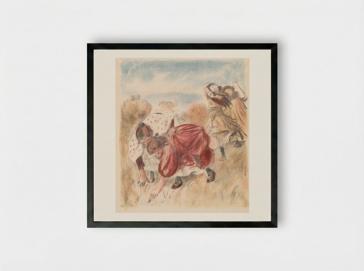 Children Playing Ball - Pierre-Auguste Renoir - Framed Print Black