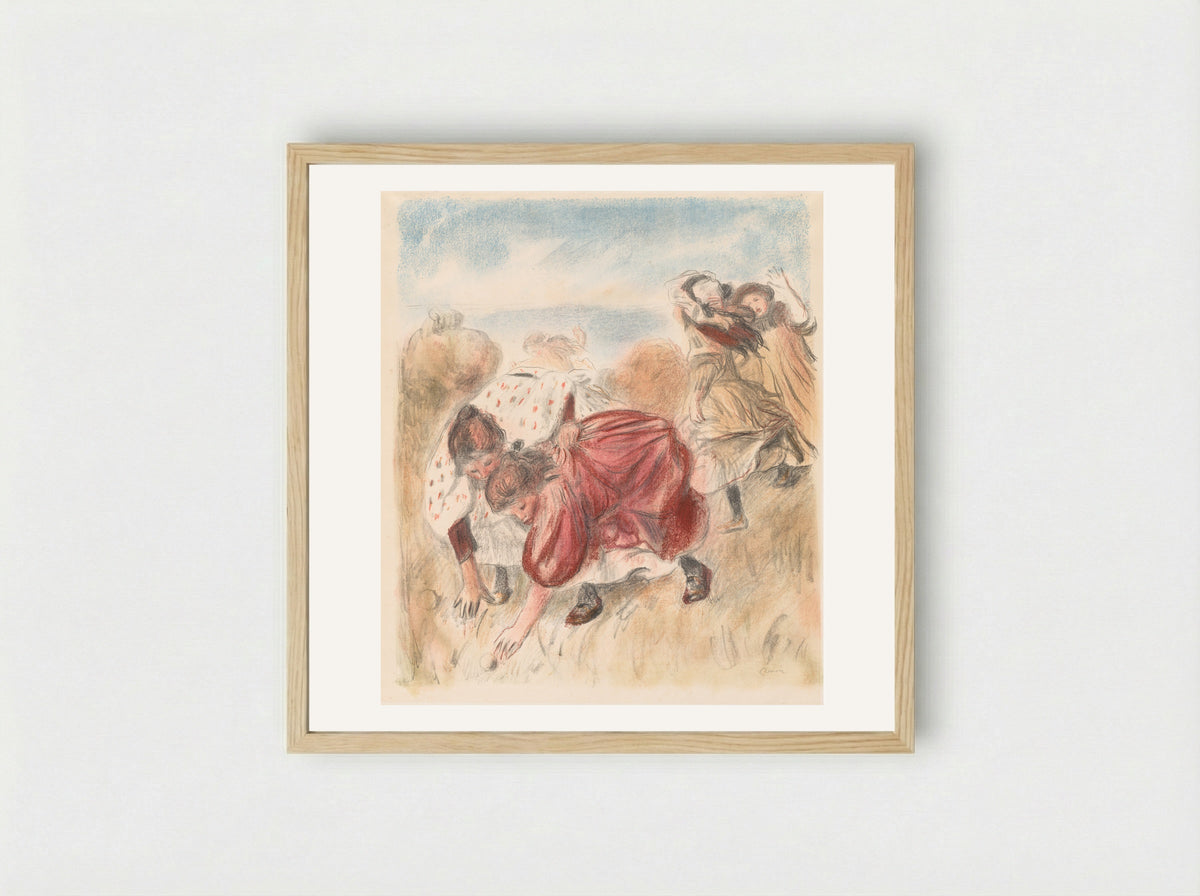Children Playing Ball - Pierre-Auguste Renoir - Framed Print Wood