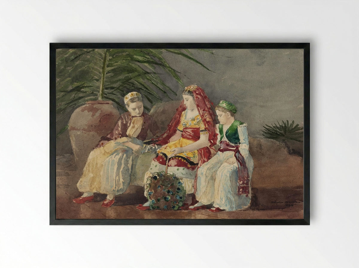 Children in Turkish Costume - Winslow Homer - Framed Print Black