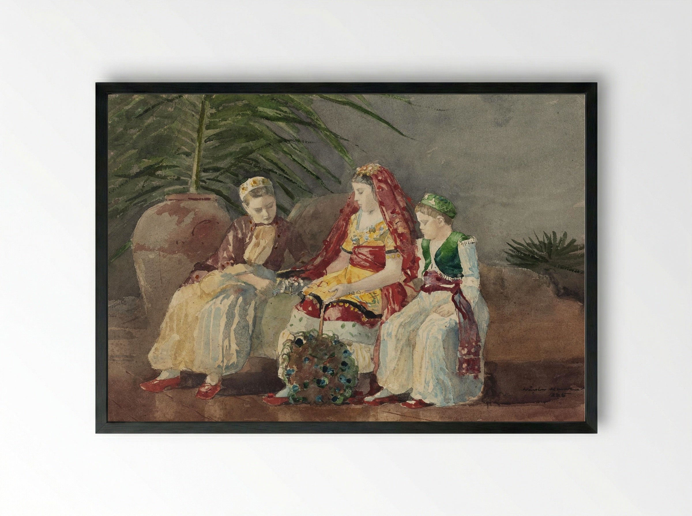 Children in Turkish Costume - Winslow Homer - Framed Print Black