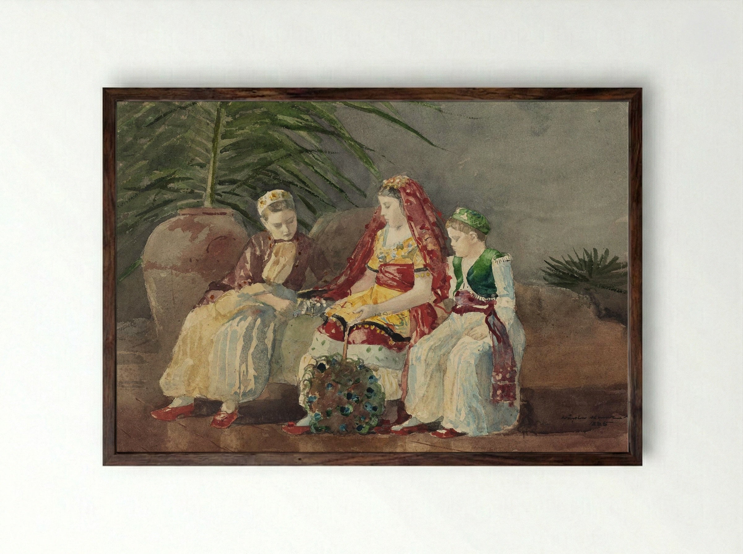 Children in Turkish Costume - Winslow Homer - Framed Print Dark Wood